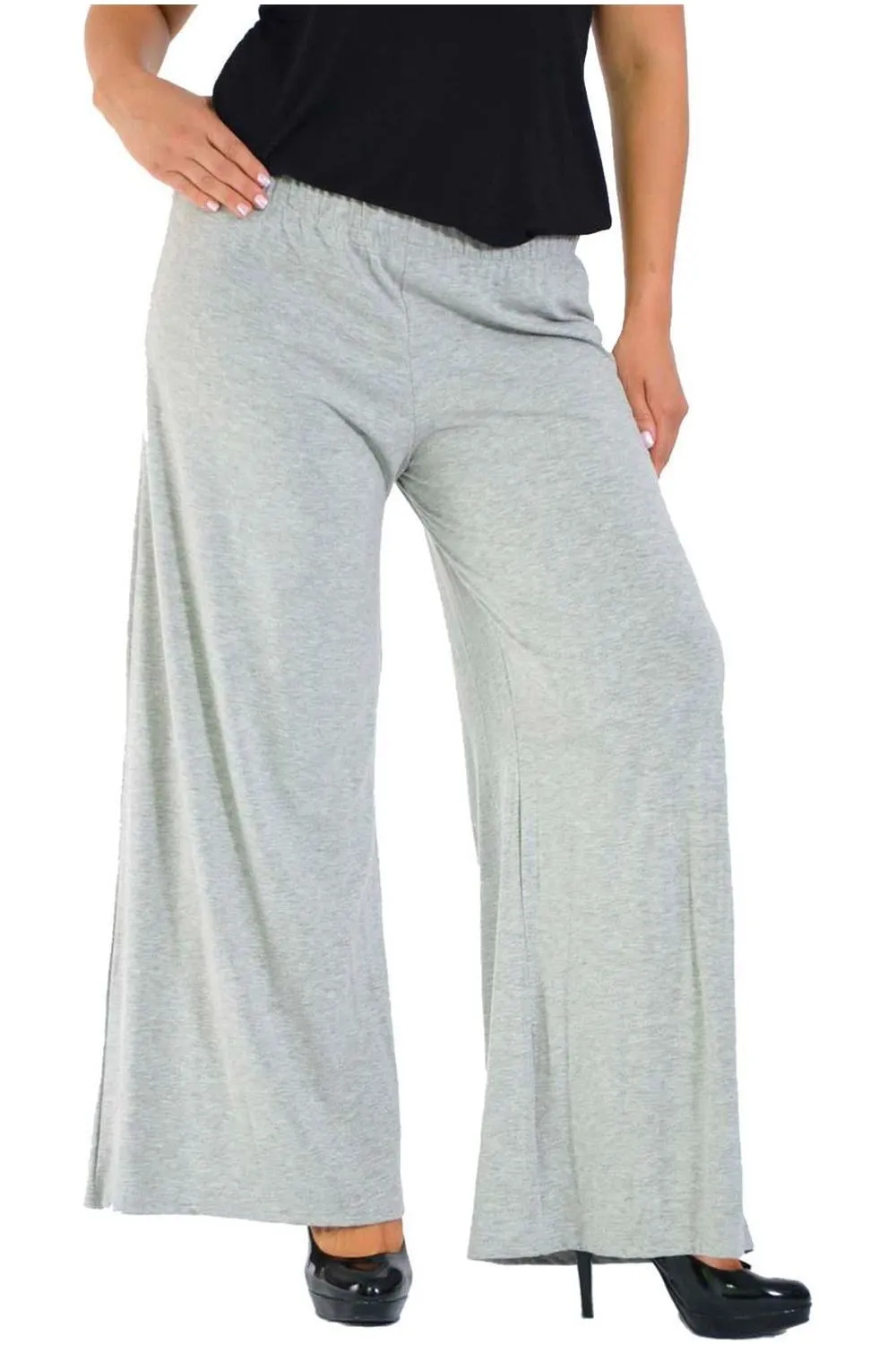 Plus Size Wide Leg Flared Plain Palazzo Trouser