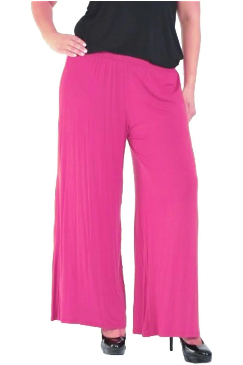 Plus Size Wide Leg Flared Plain Palazzo Trouser