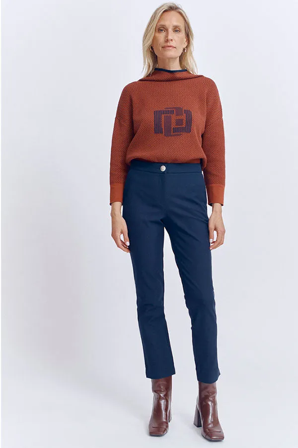 PLUVIER86 NAVY STRETCH COTTON TROUSERS
