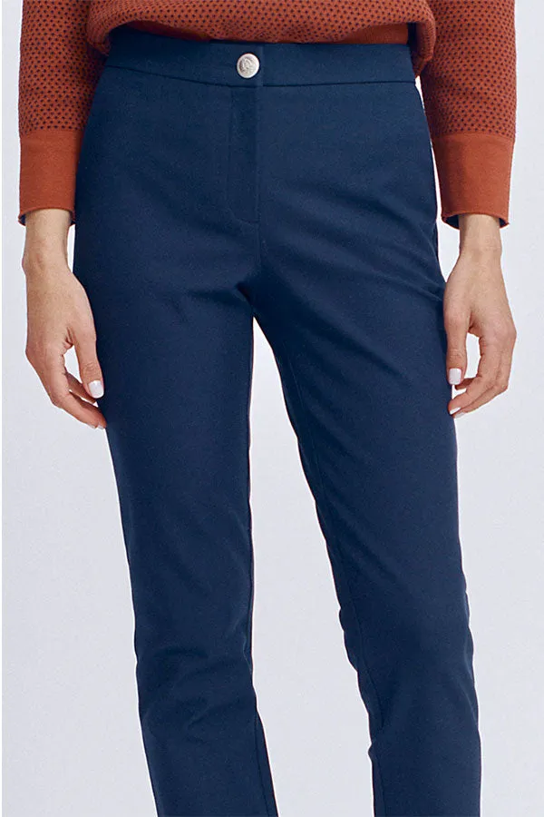 PLUVIER86 NAVY STRETCH COTTON TROUSERS