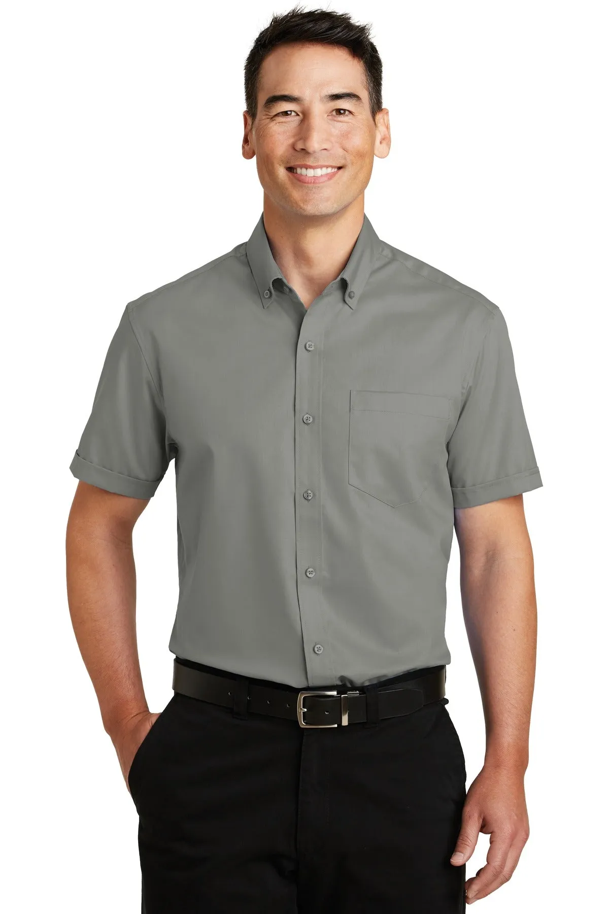 Port Authority Short Sleeve SuperPro Twill Shirt. S664 Monument Grey