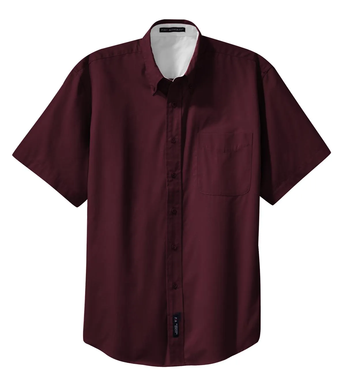 Port Authority Tall Short Sleeve Easy Care Shirt. TLS508 Burgundy/ Light Stone Tall