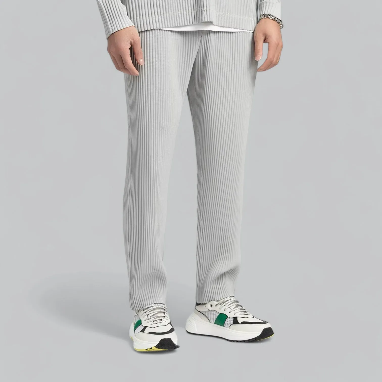 Premium Relaxed Ribbed Pleated Baggy Stretch Pants | Comfortable Fit, Soft Fabric, Versatile Style for Everyday Wear
