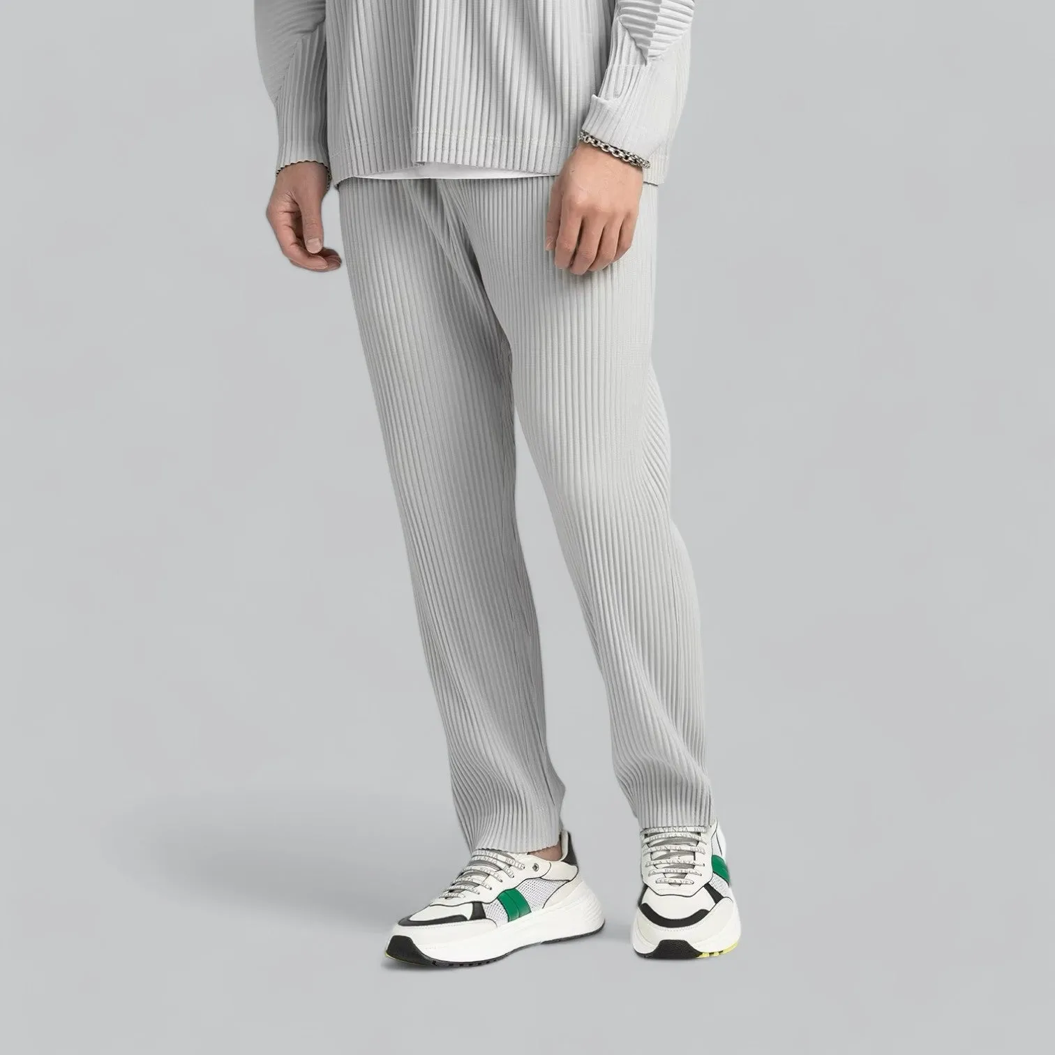 Premium Relaxed Ribbed Pleated Baggy Stretch Pants | Comfortable Fit, Soft Fabric, Versatile Style for Everyday Wear