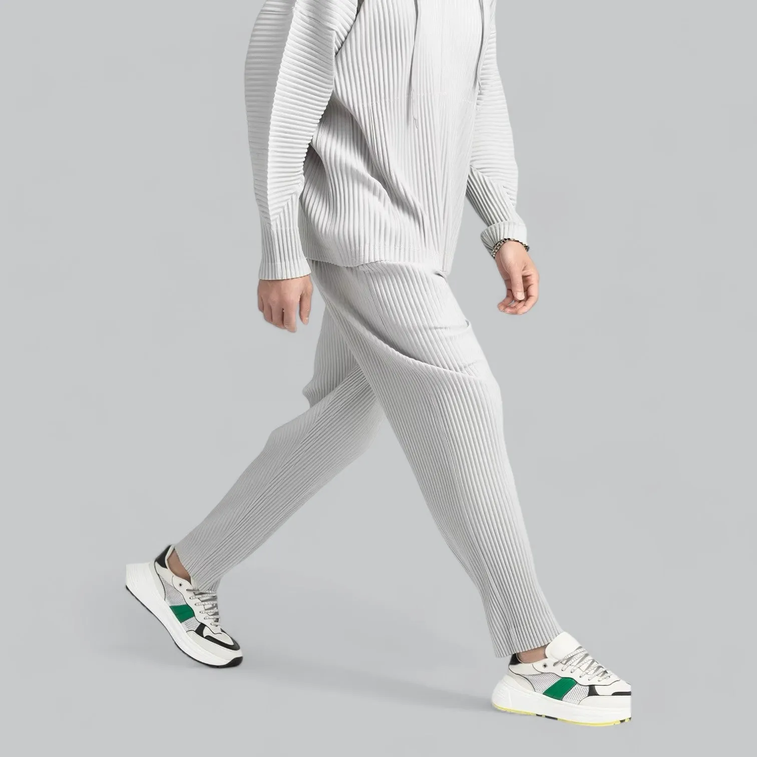 Premium Relaxed Ribbed Pleated Baggy Stretch Pants | Comfortable Fit, Soft Fabric, Versatile Style for Everyday Wear