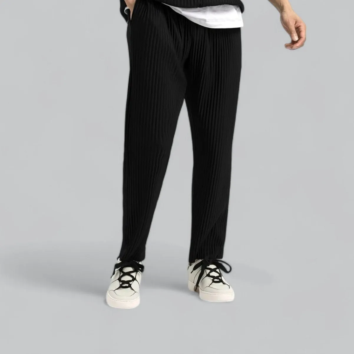 Premium Relaxed Ribbed Pleated Baggy Stretch Pants | Comfortable Fit, Soft Fabric, Versatile Style for Everyday Wear