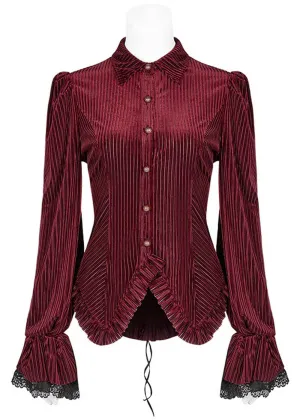 Punk Rave The Manor Velvet Blouse Rood