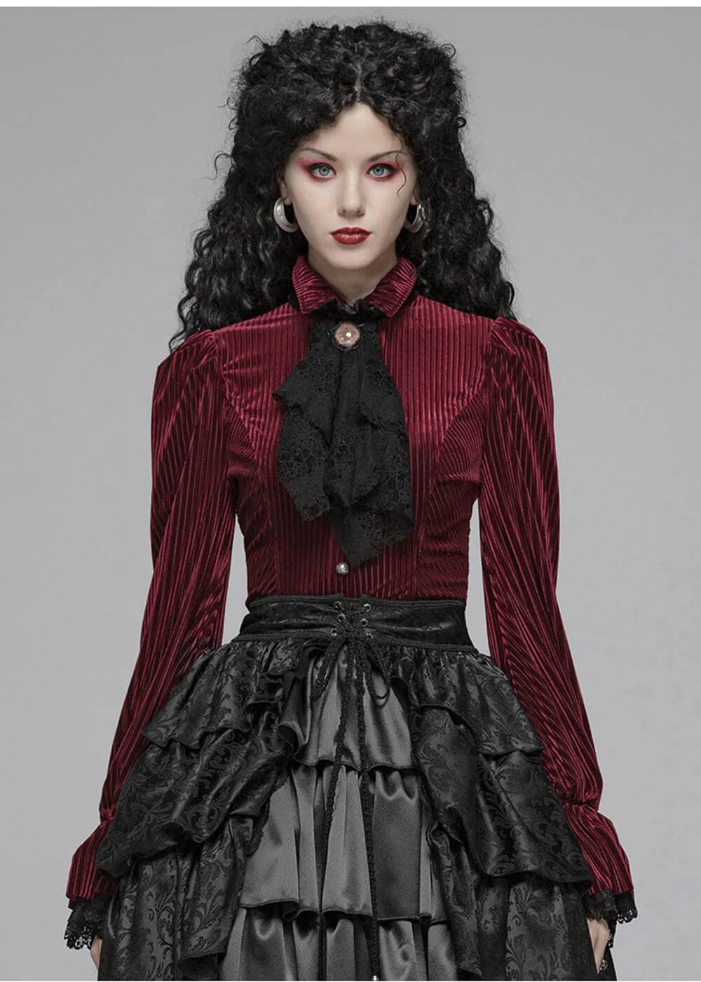 Punk Rave The Manor Velvet Blouse Rood