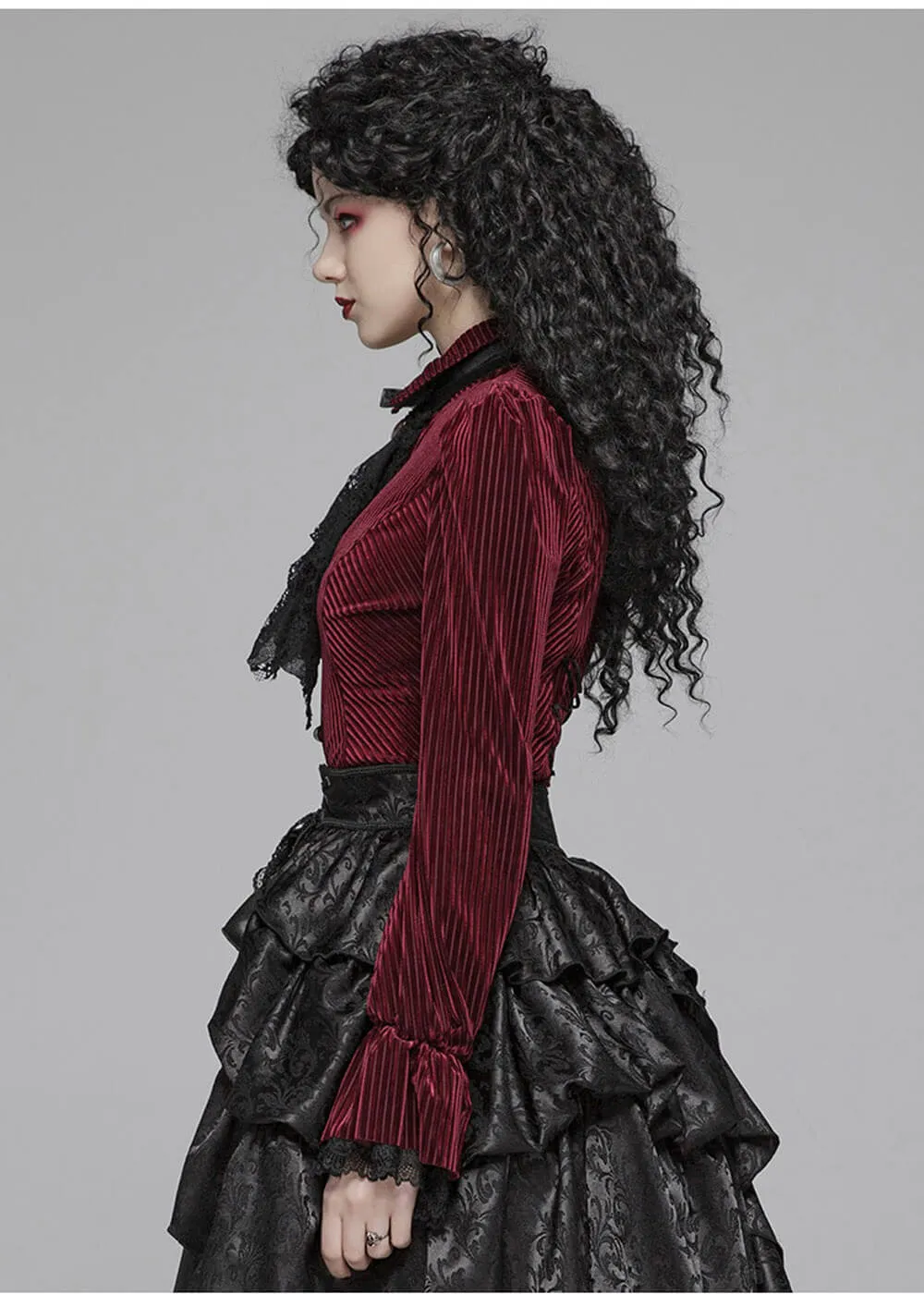Punk Rave The Manor Velvet Blouse Rood