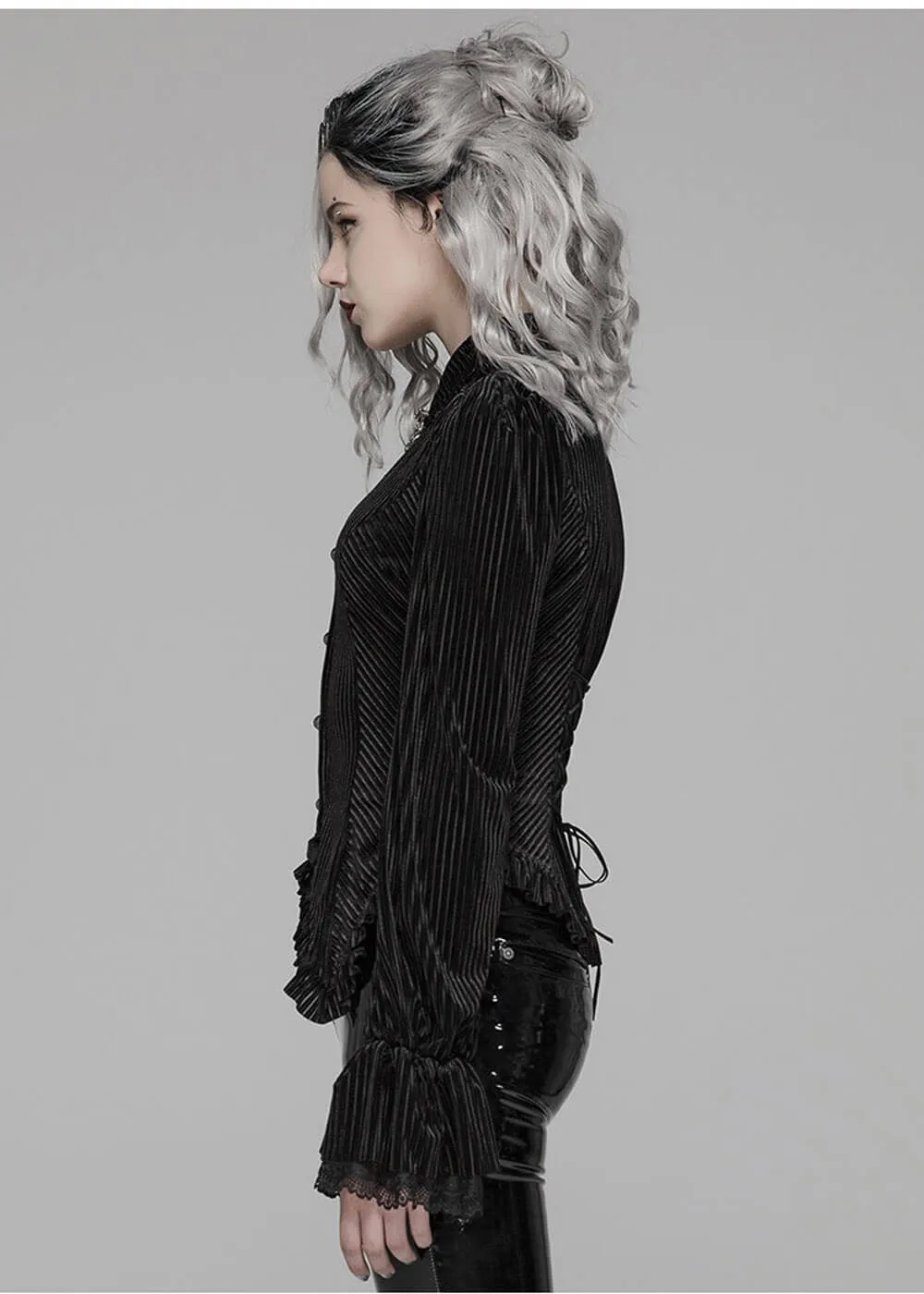 Punk Rave The Manor Velvet Blouse Zwart
