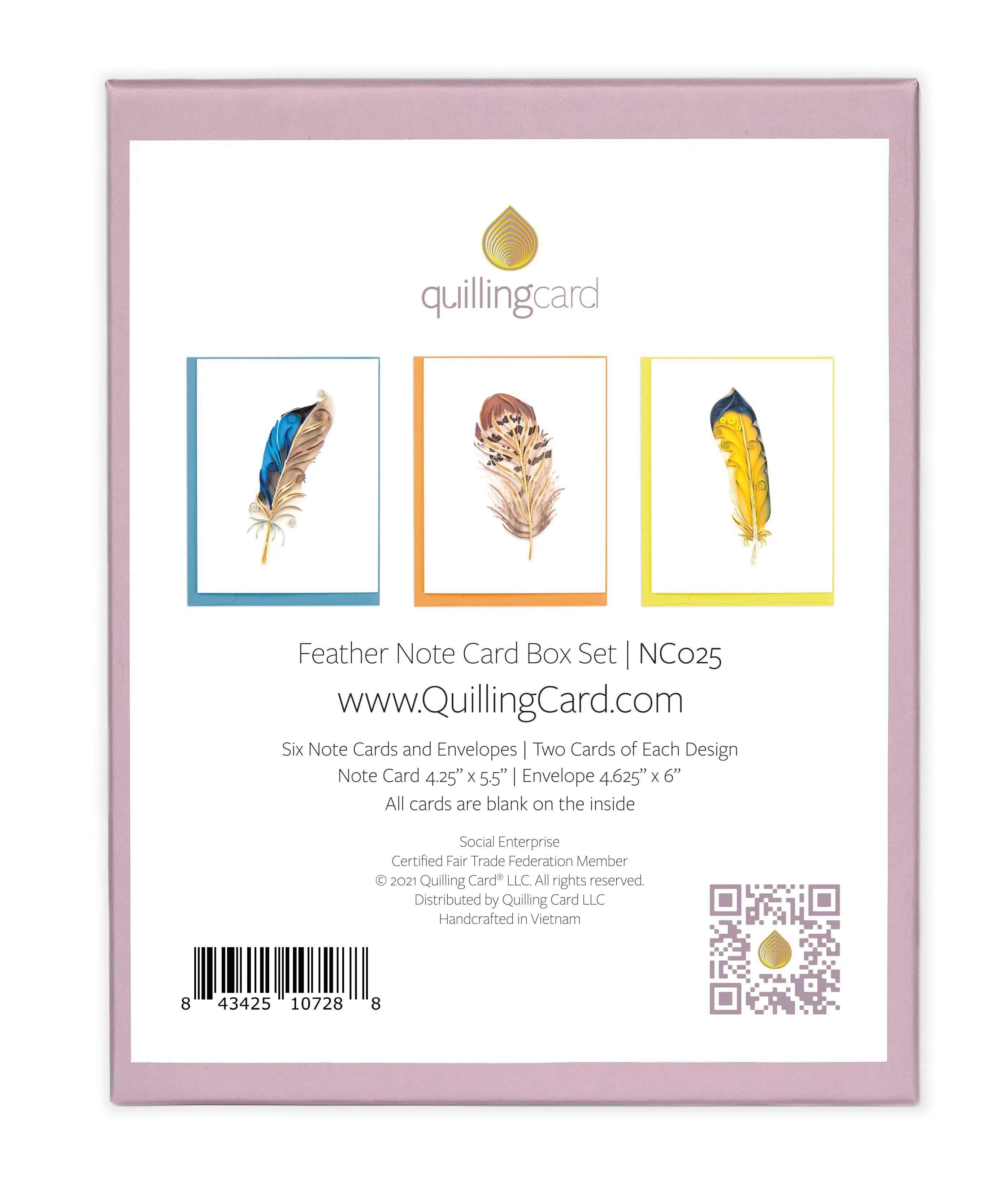 Quilled Feather Note Card Box Set
