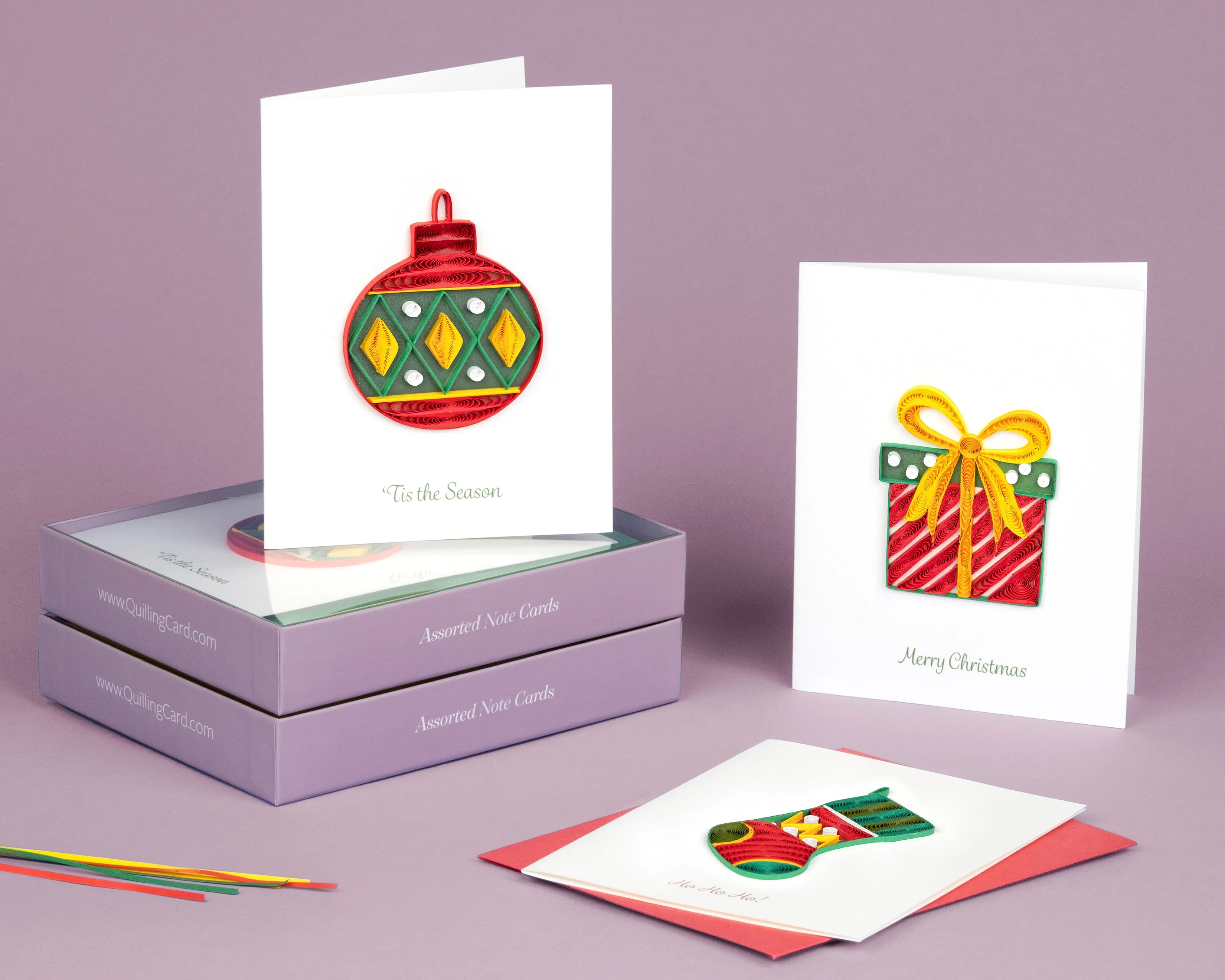 Quilled Traditional Christmas Note Card Box Set