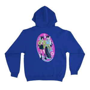 "Back To School" Basic Hoodie White / Cobalt blue