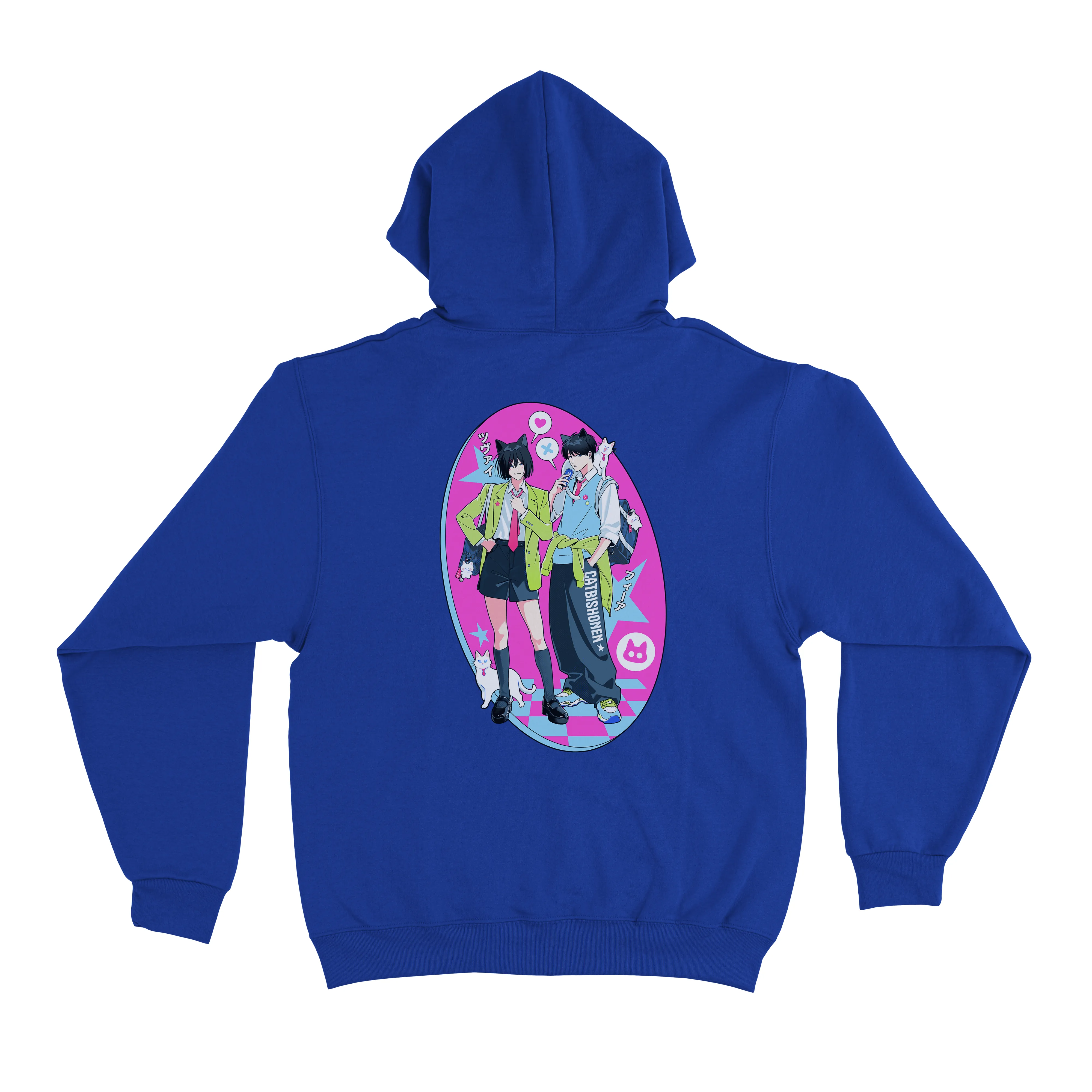 "Back To School" Basic Hoodie White / Cobalt blue