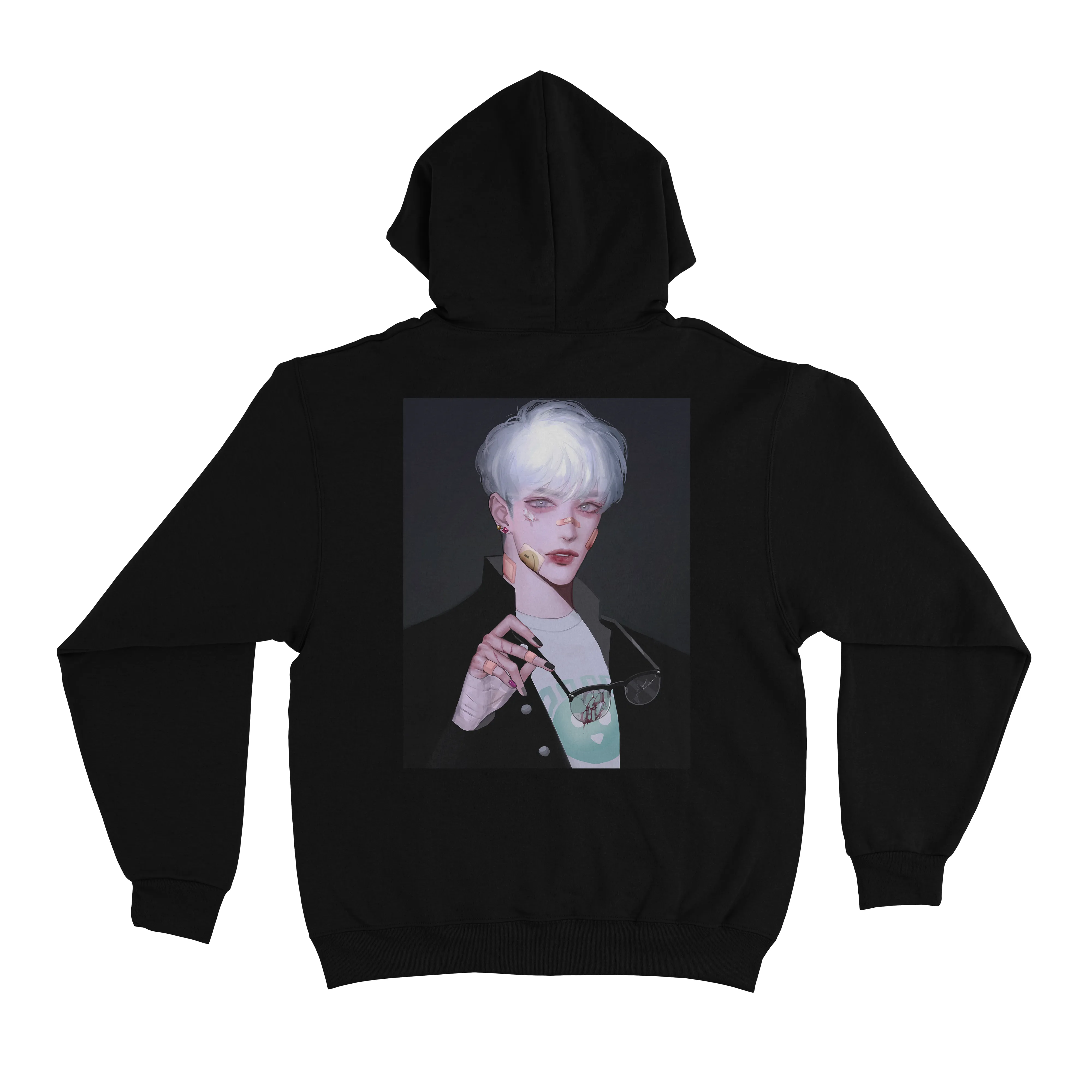 "Band-Aid" Basic Hoodie Black