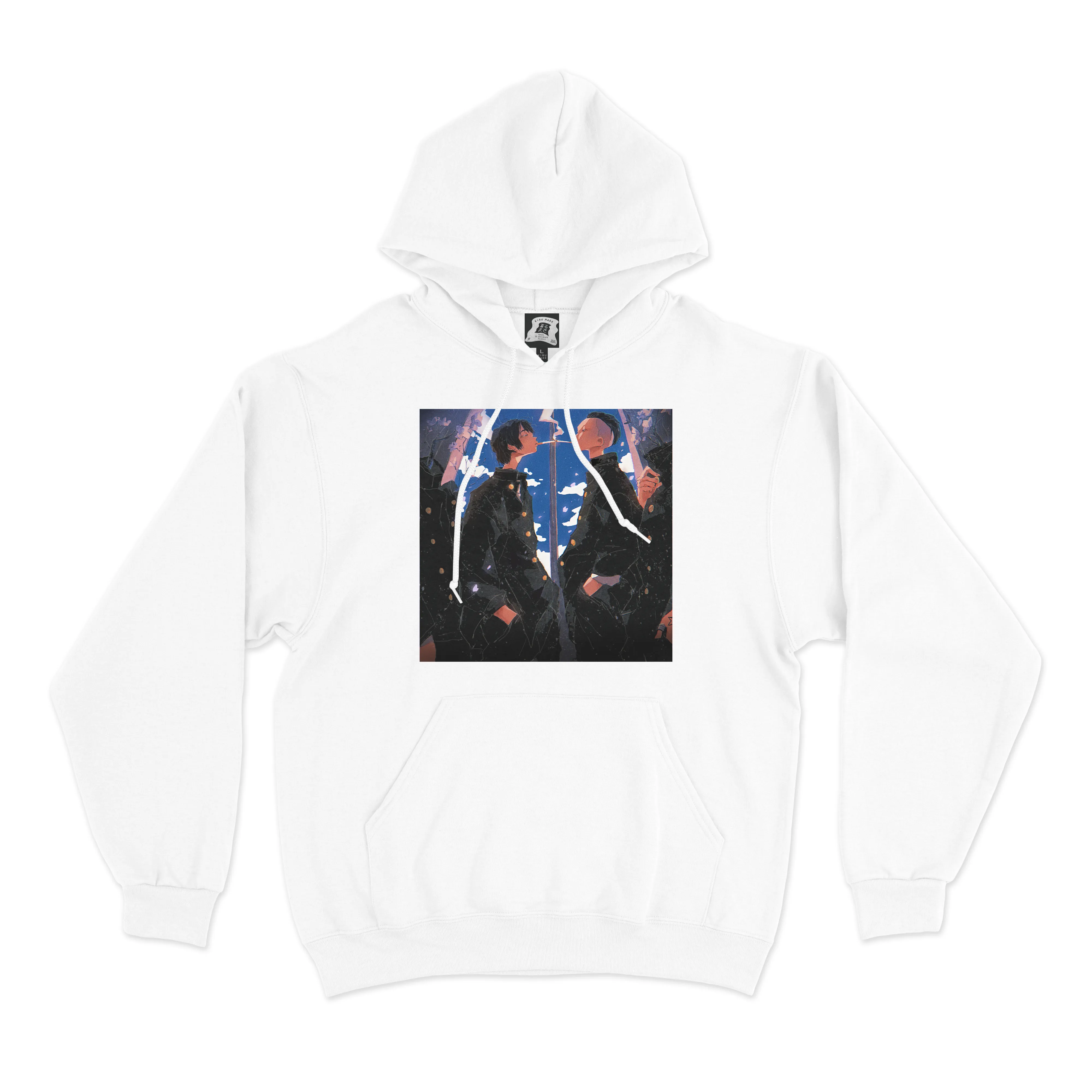 "Blue Spring " Basic Hoodie White/Cobalt Blue