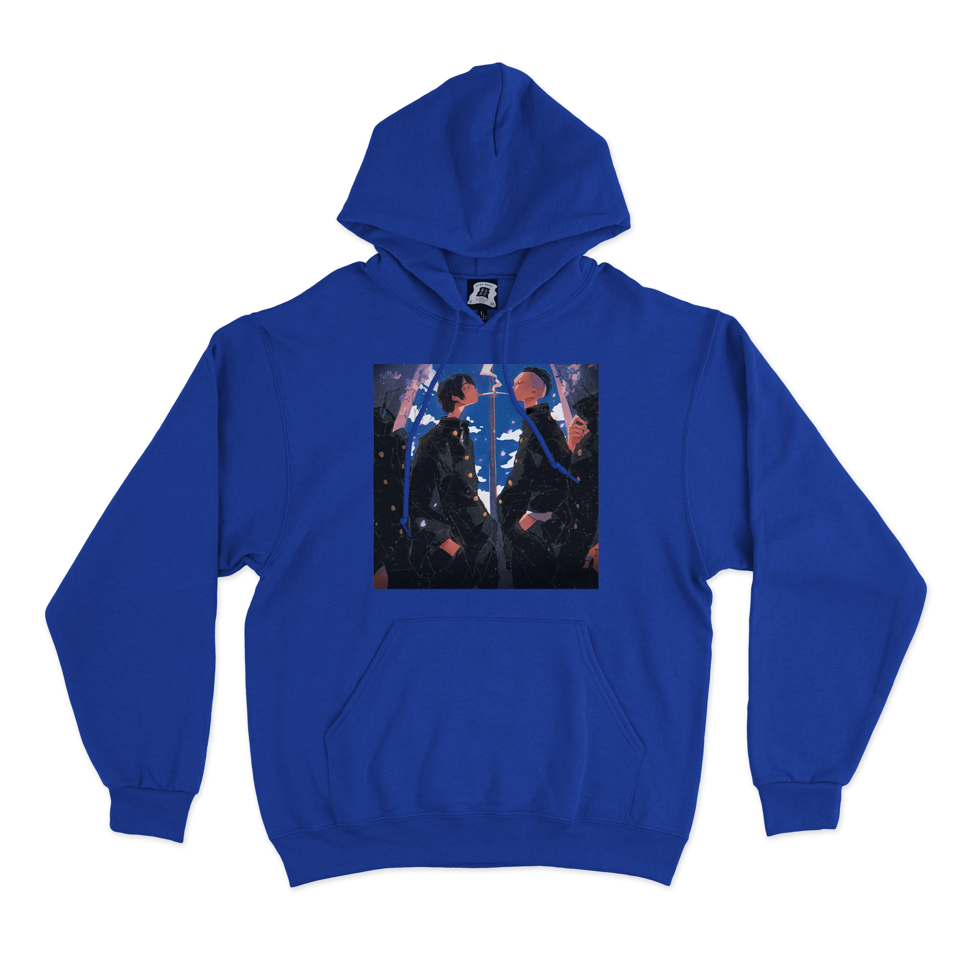 "Blue Spring " Basic Hoodie White/Cobalt Blue