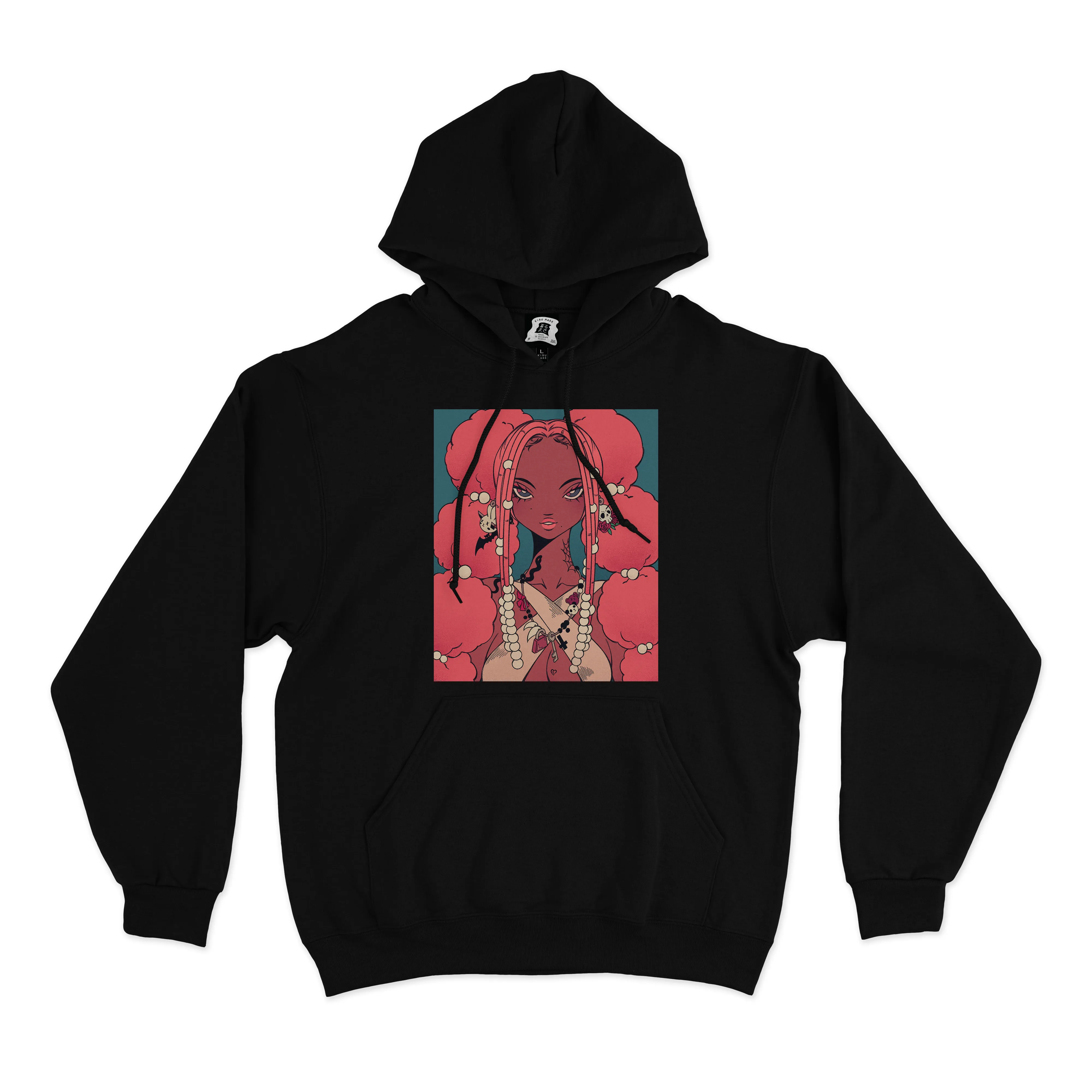 "Candyfloss" Basic Hoodie Black/White