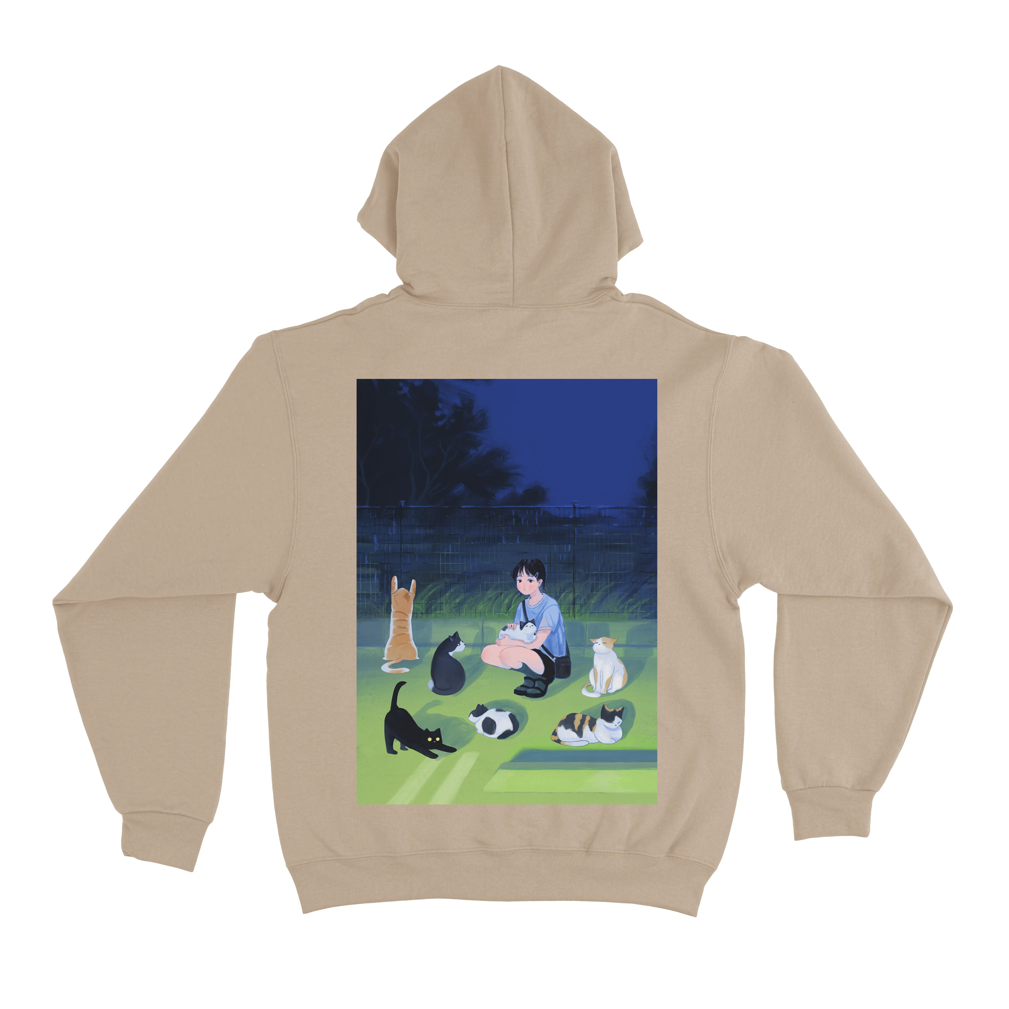 "Cat power " Basic Hoodie Beige