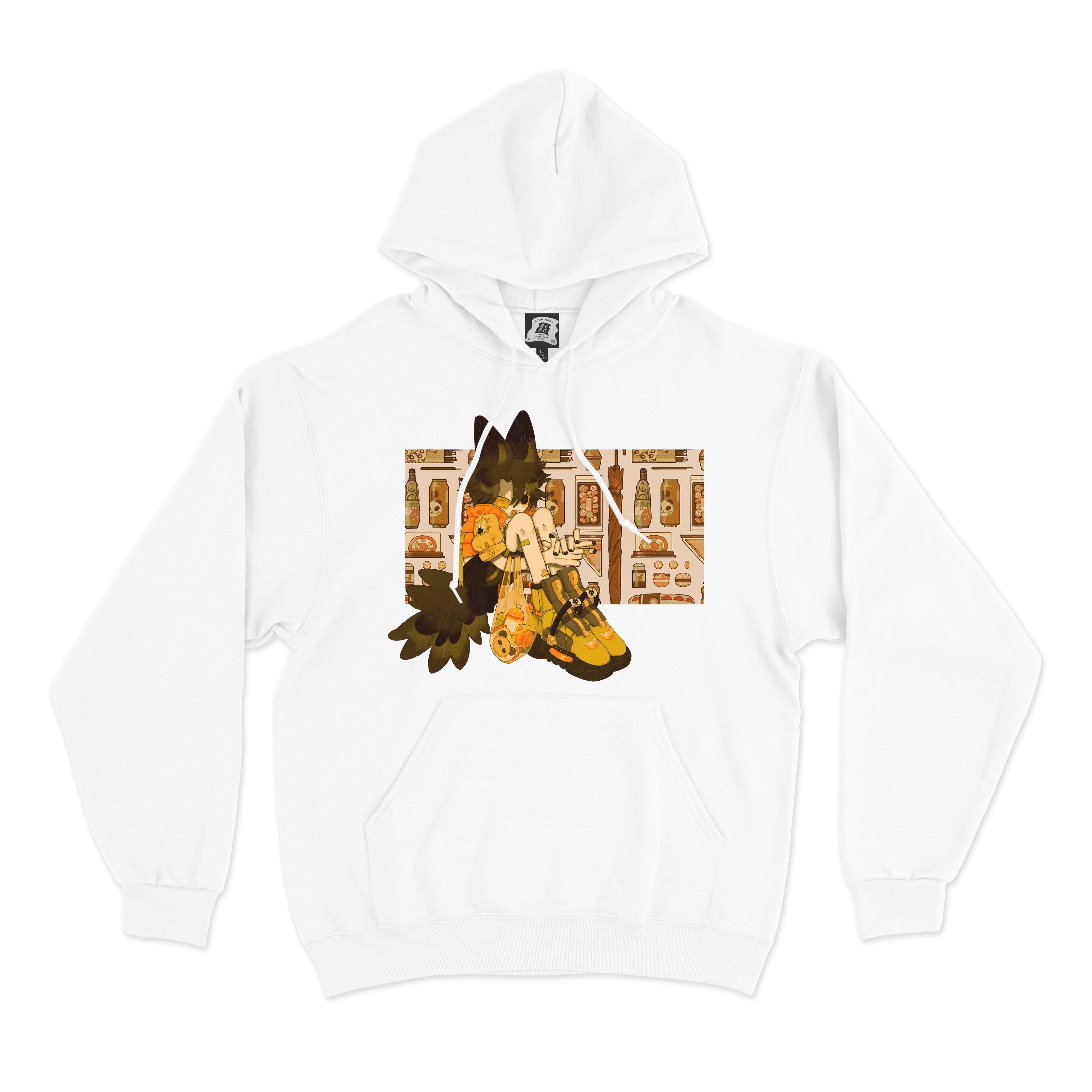 "Citrus Wolf" Basic Hoodie Black/White