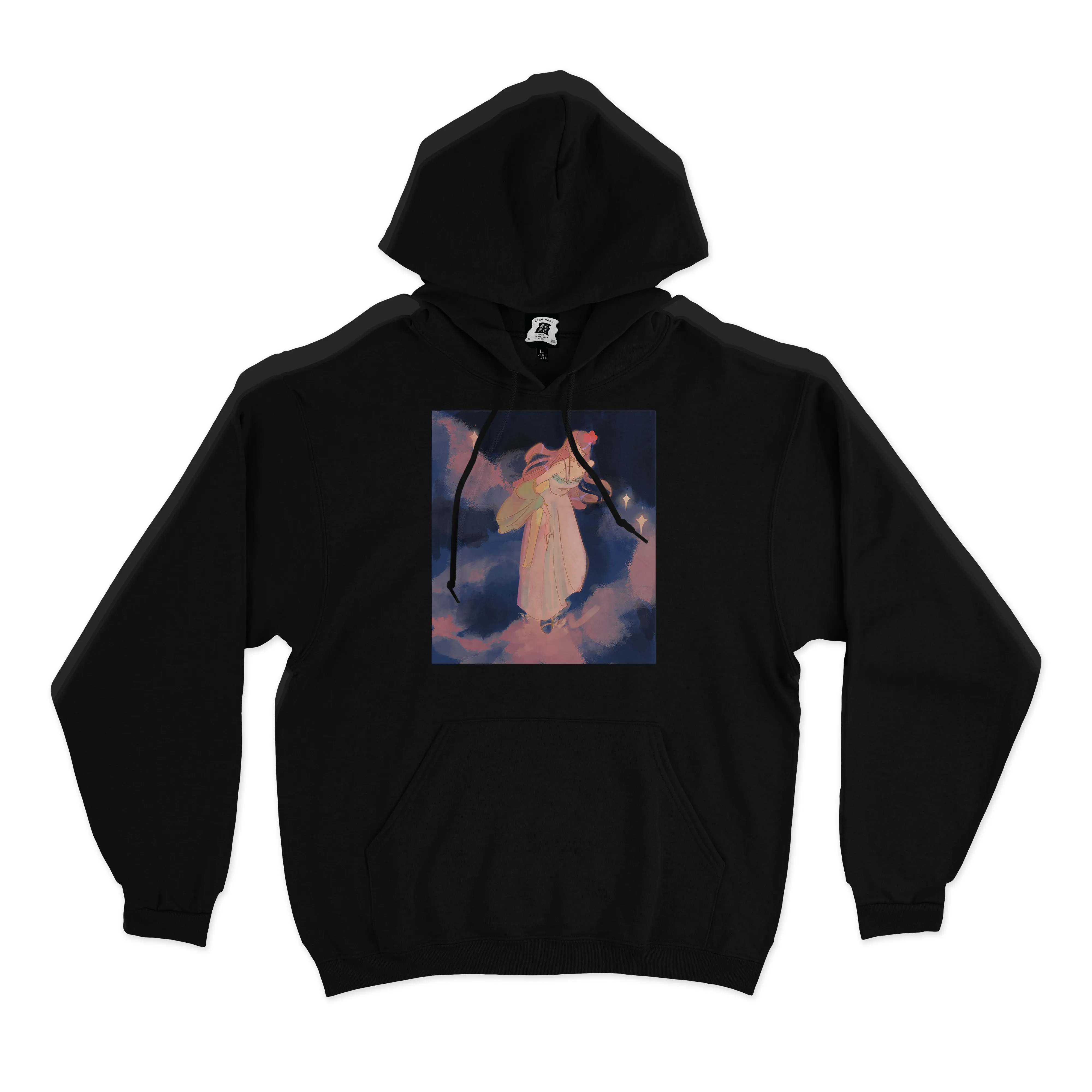 "Cloudy Dreamland" Basic Hoodie Black