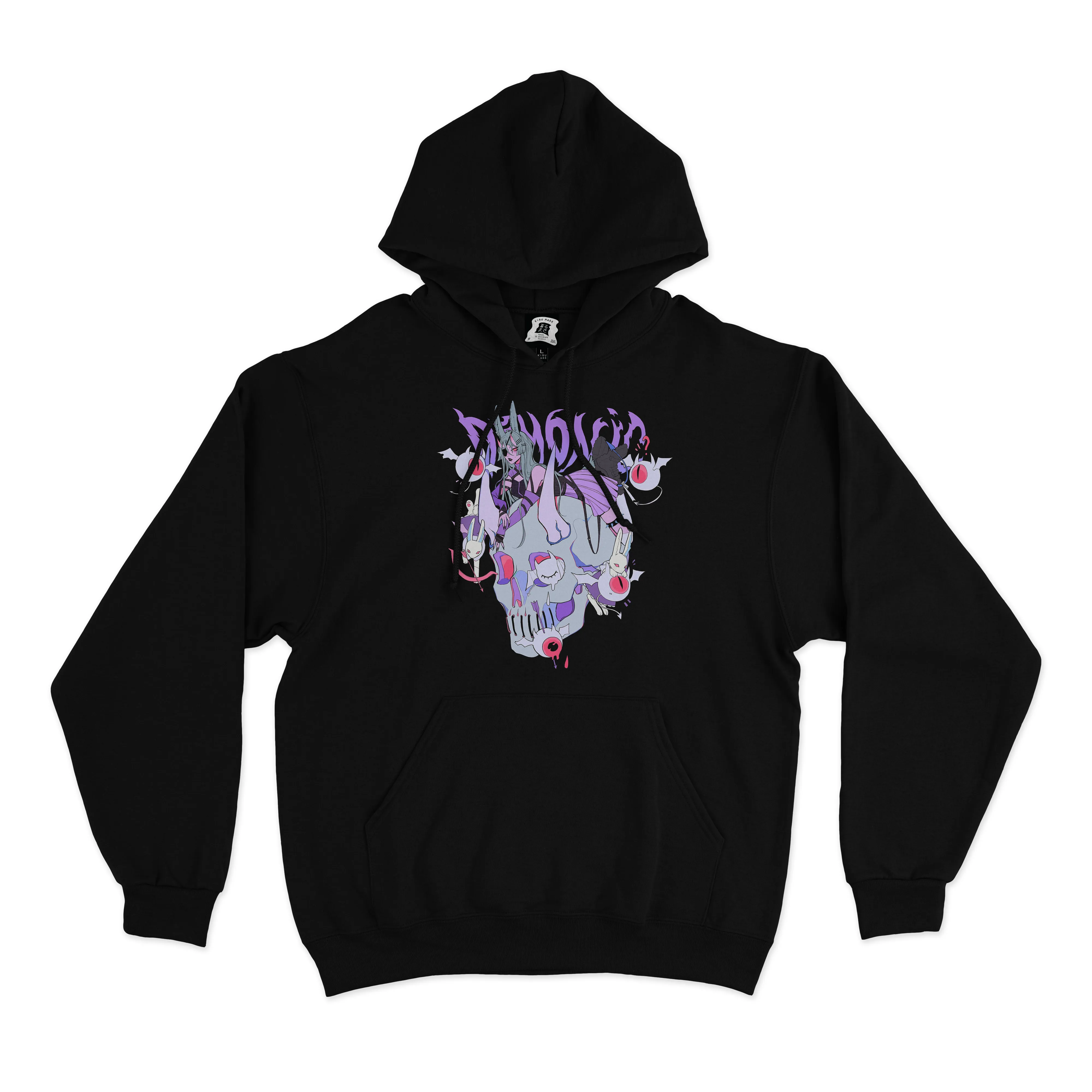 "Demonic" Basic Hoodie Black/White