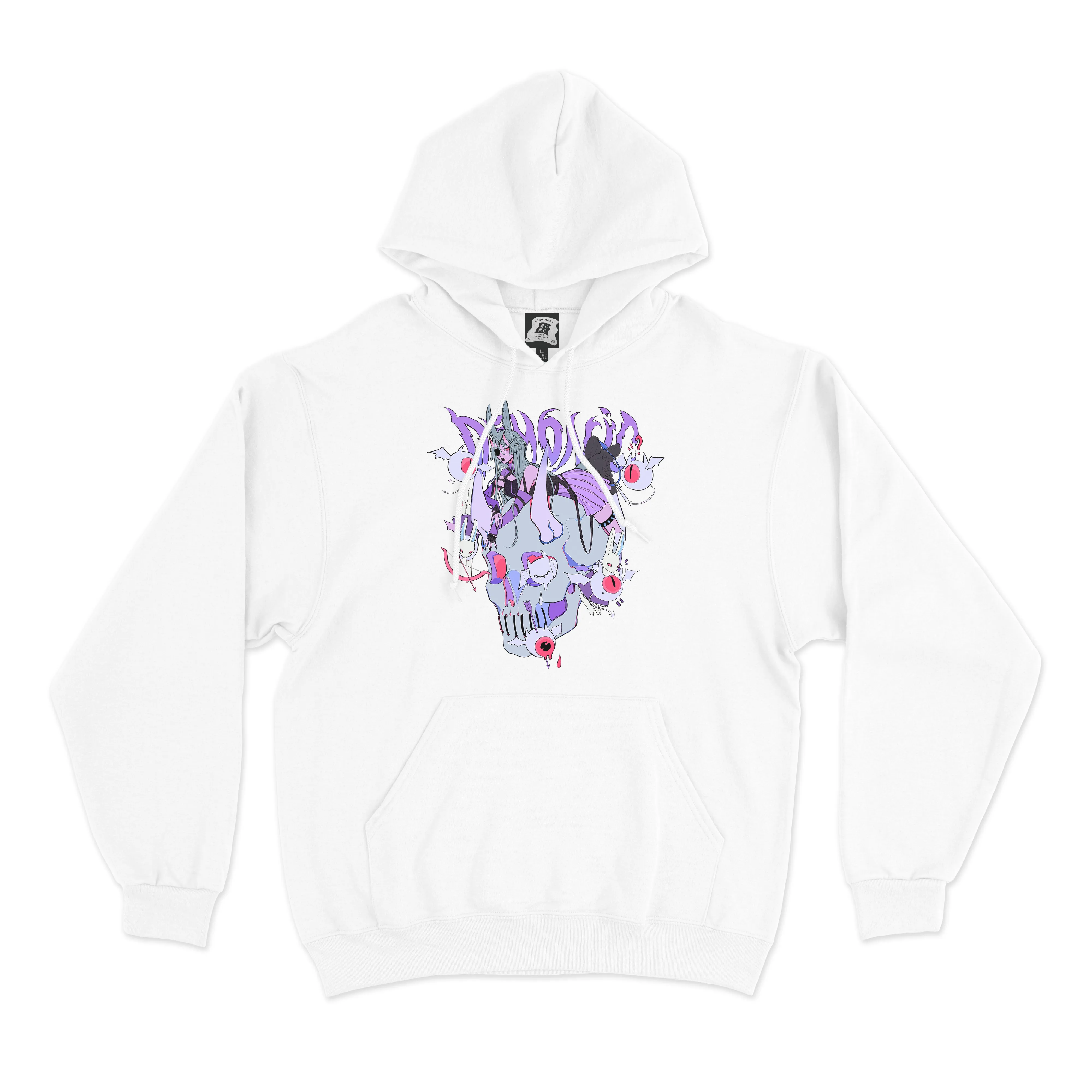 "Demonic" Basic Hoodie Black/White