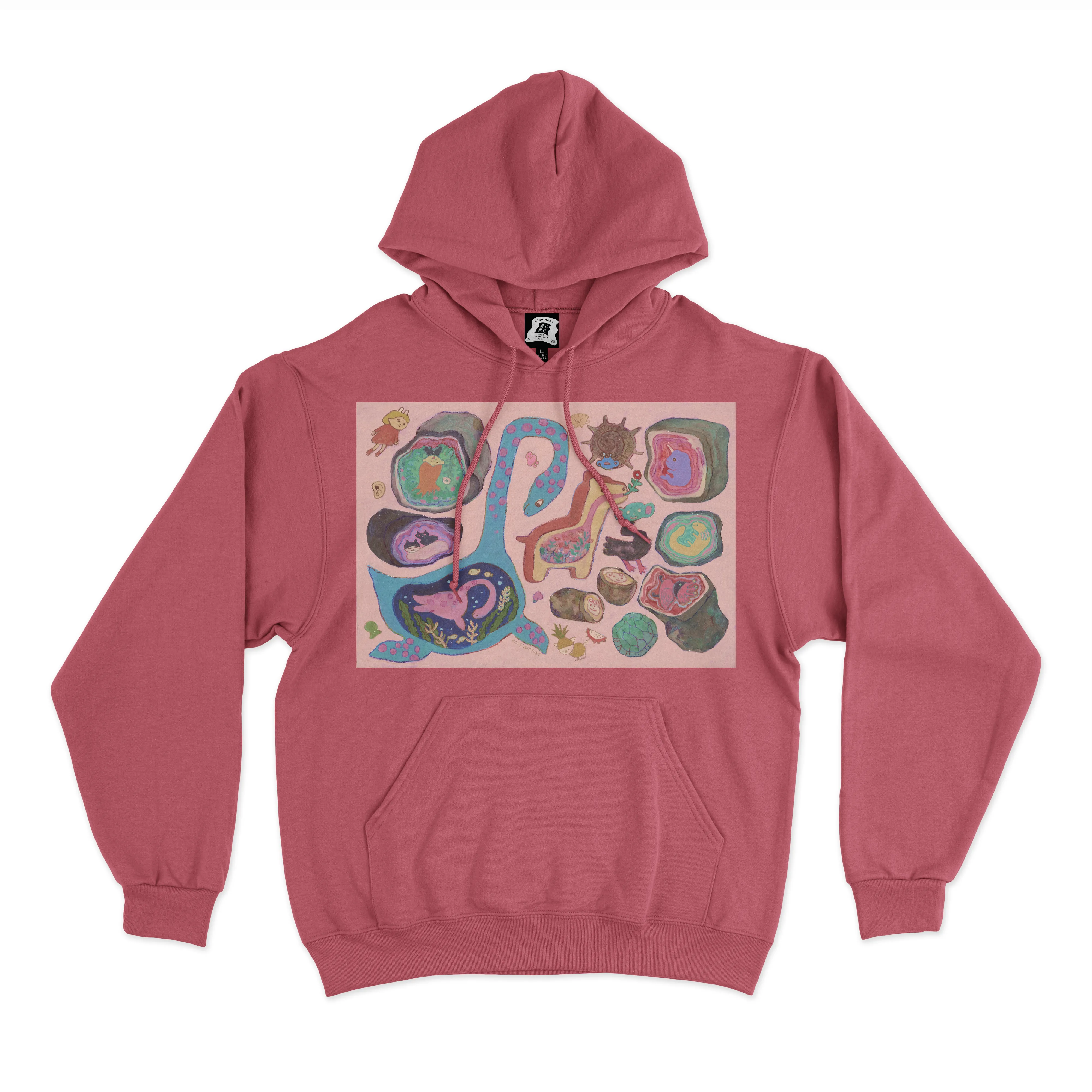 "Diary" Basic Hoodie Pink