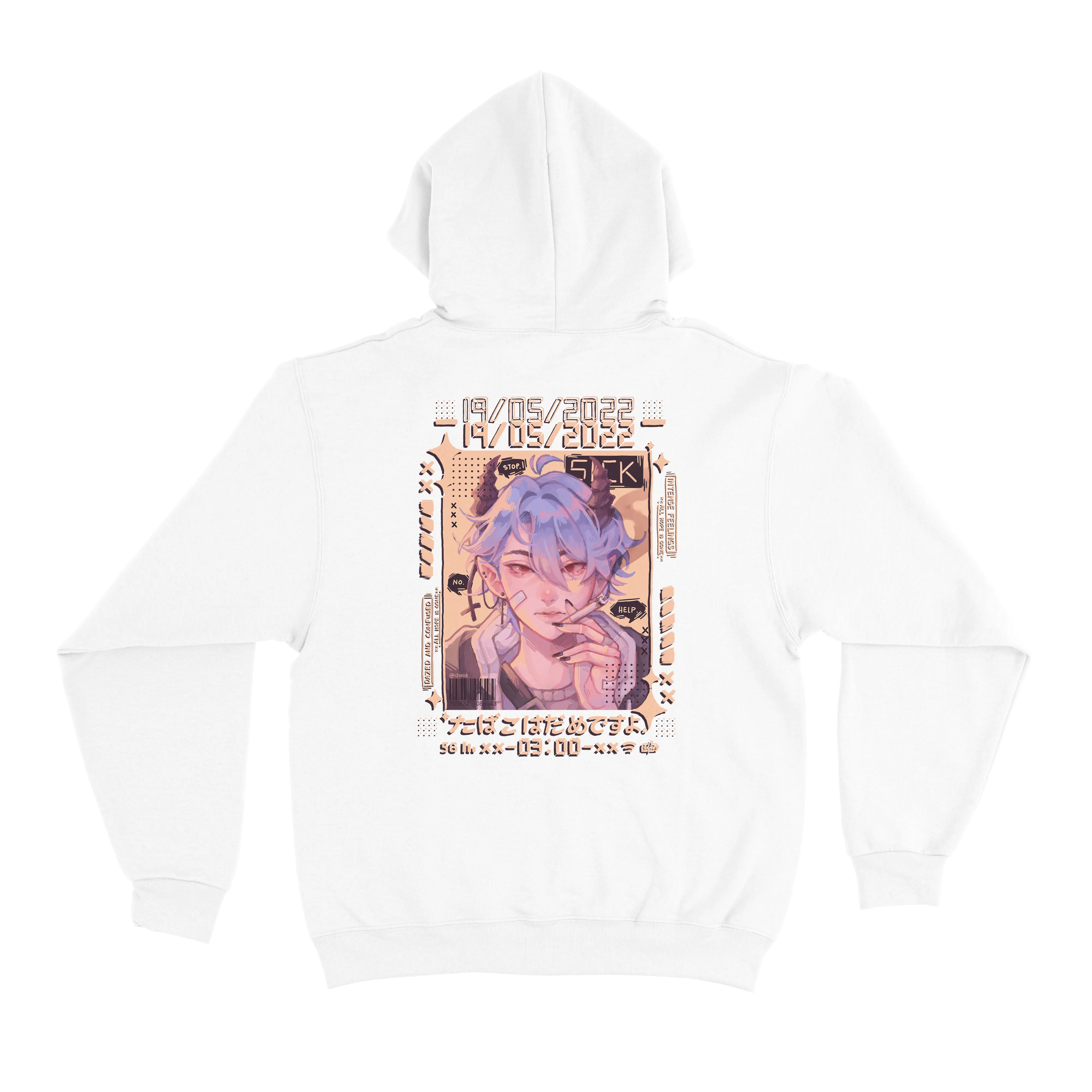 "Don't Smoke" Basic Hoodie White/Black
