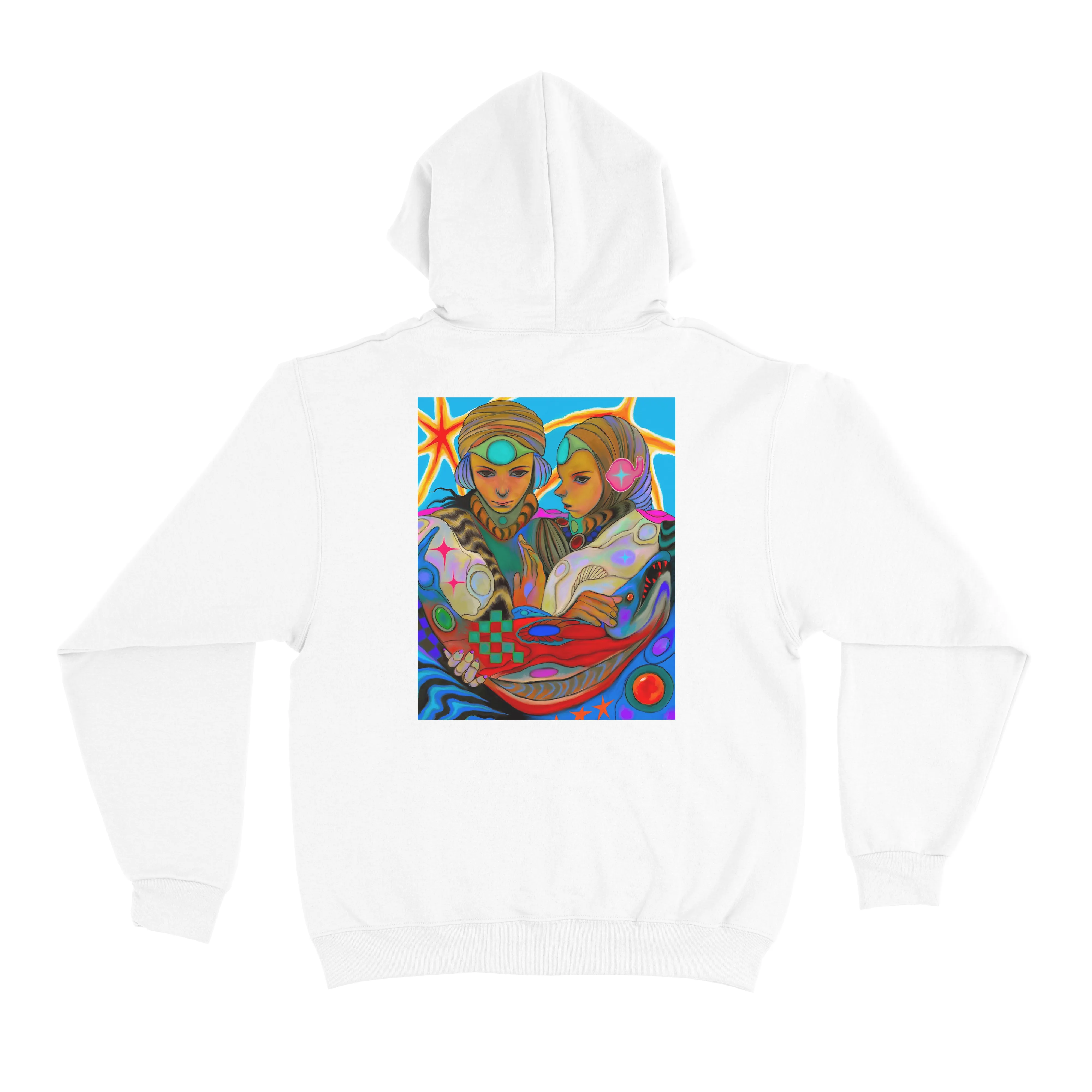 "Freshwater Gemini" Basic Hoodie White/Pink