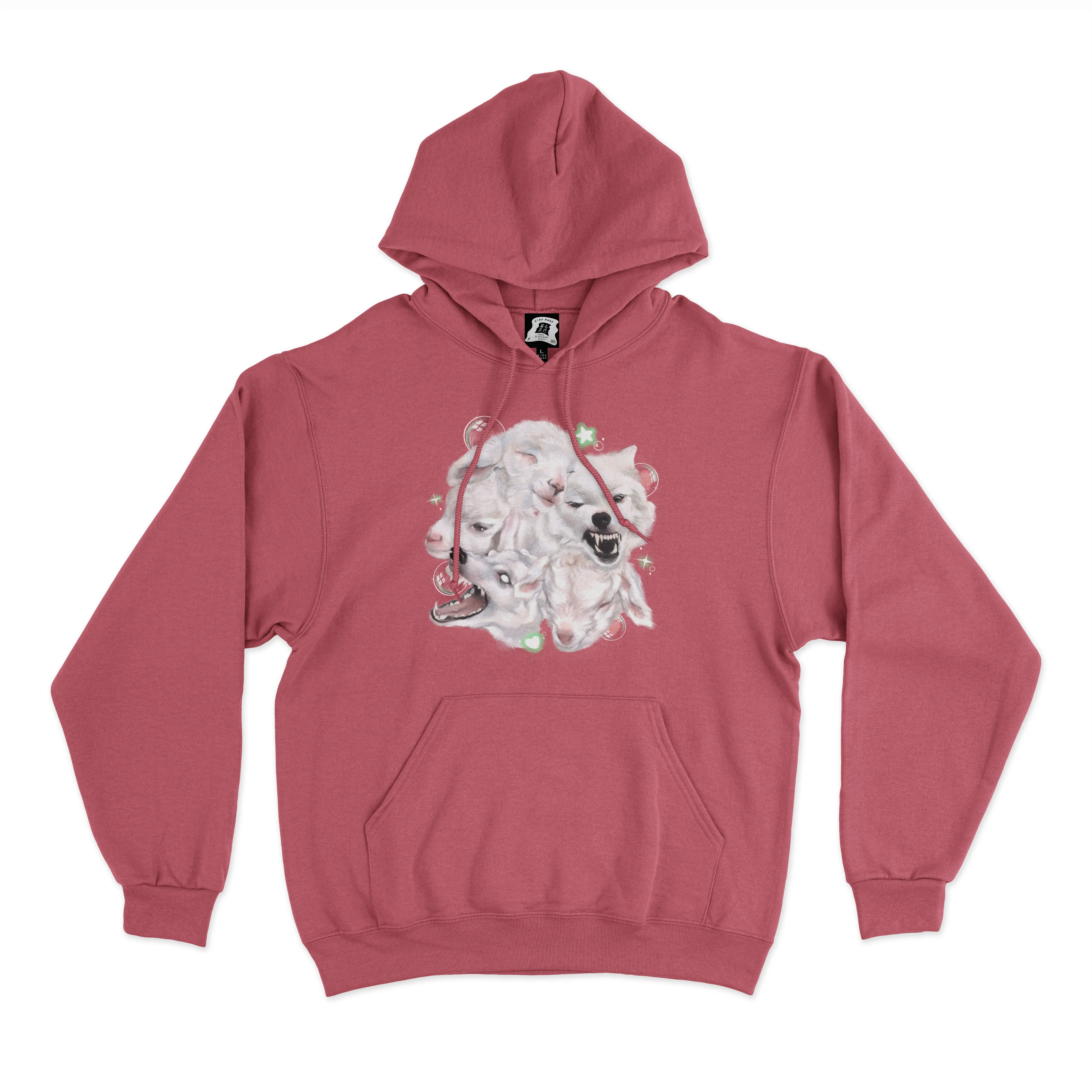 "Green Stars"  Basic Hoodie Pink