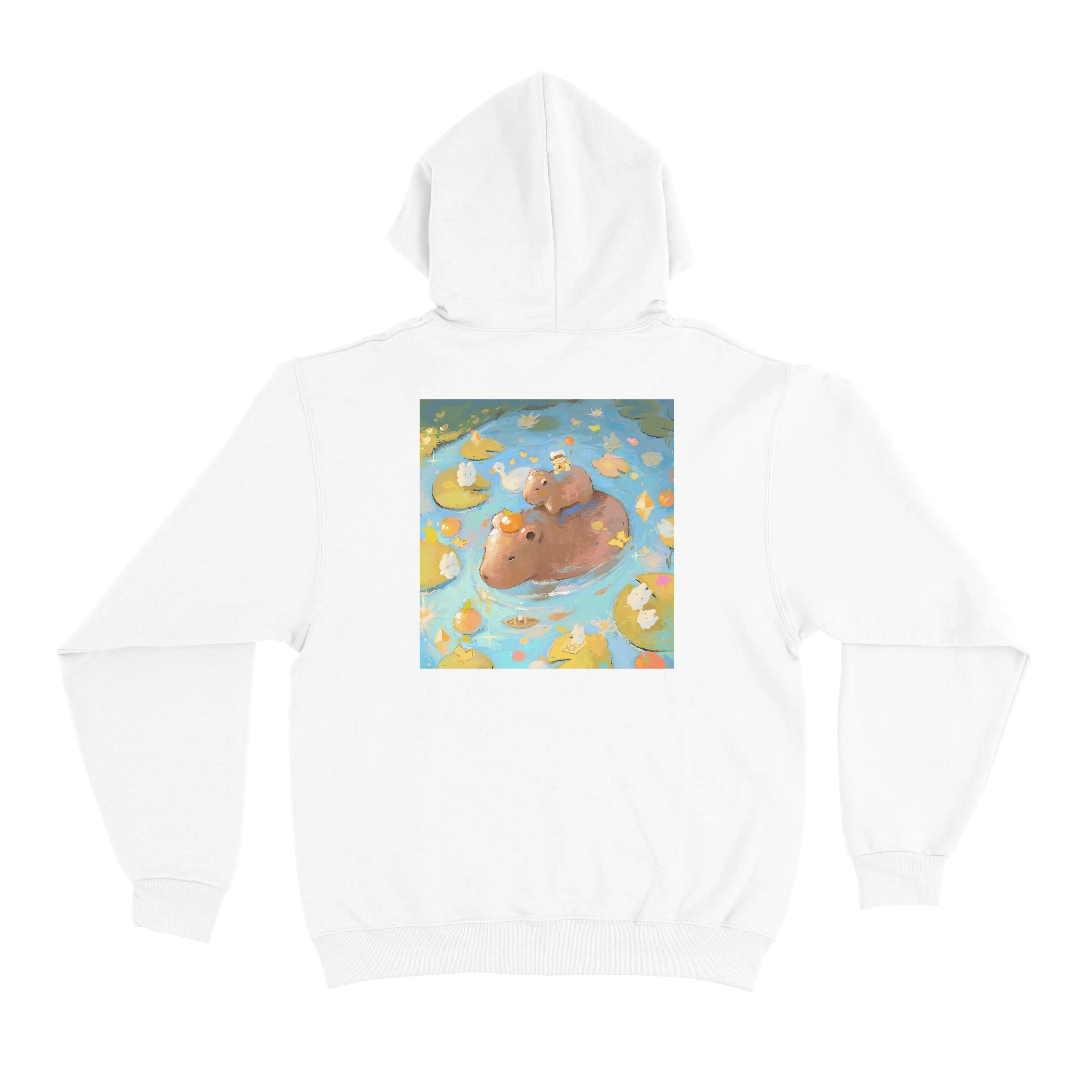 "Happy Day" Basic Hoodie White/Beige