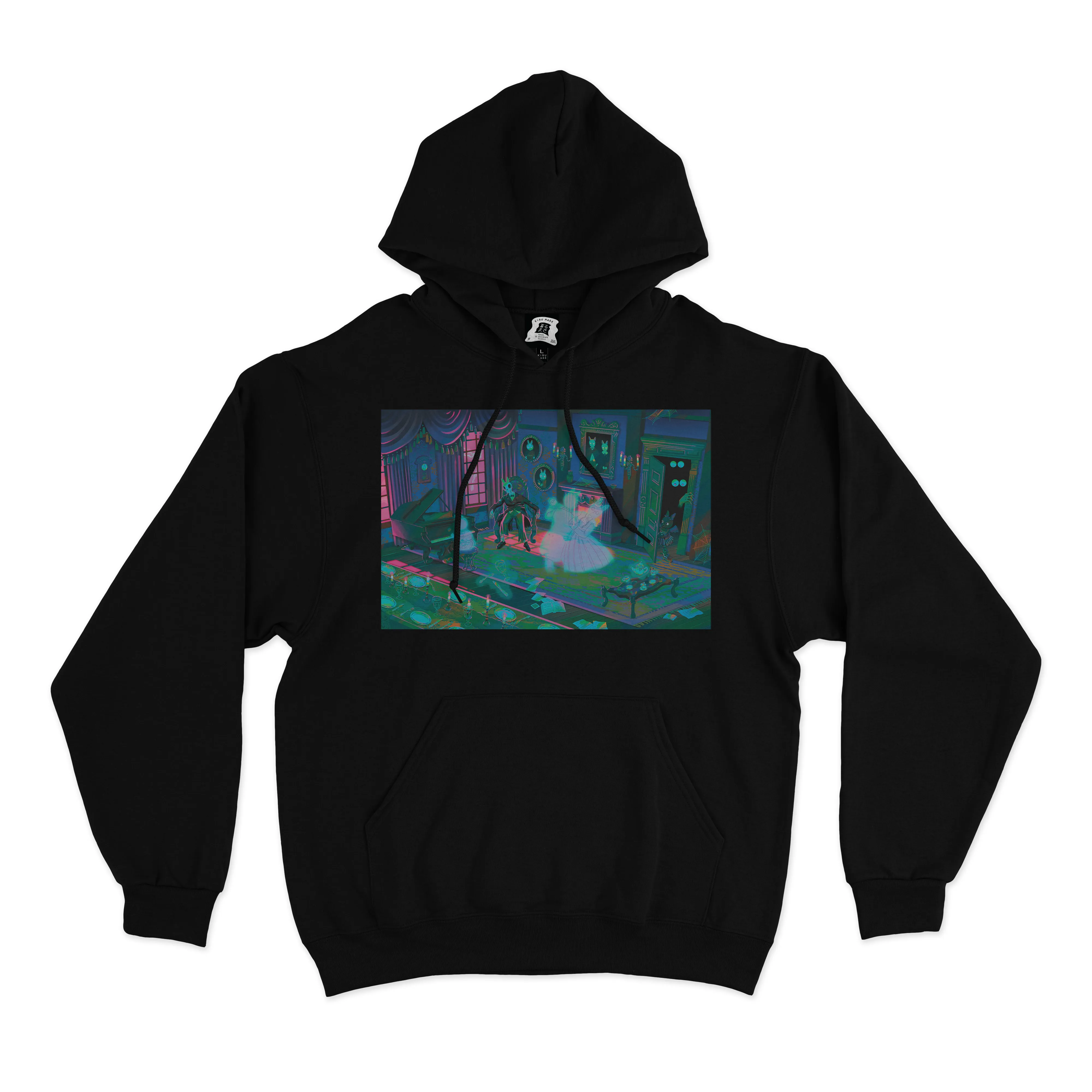 "Haunted House" Basic Hoodie White/Black/Cobalt Blue