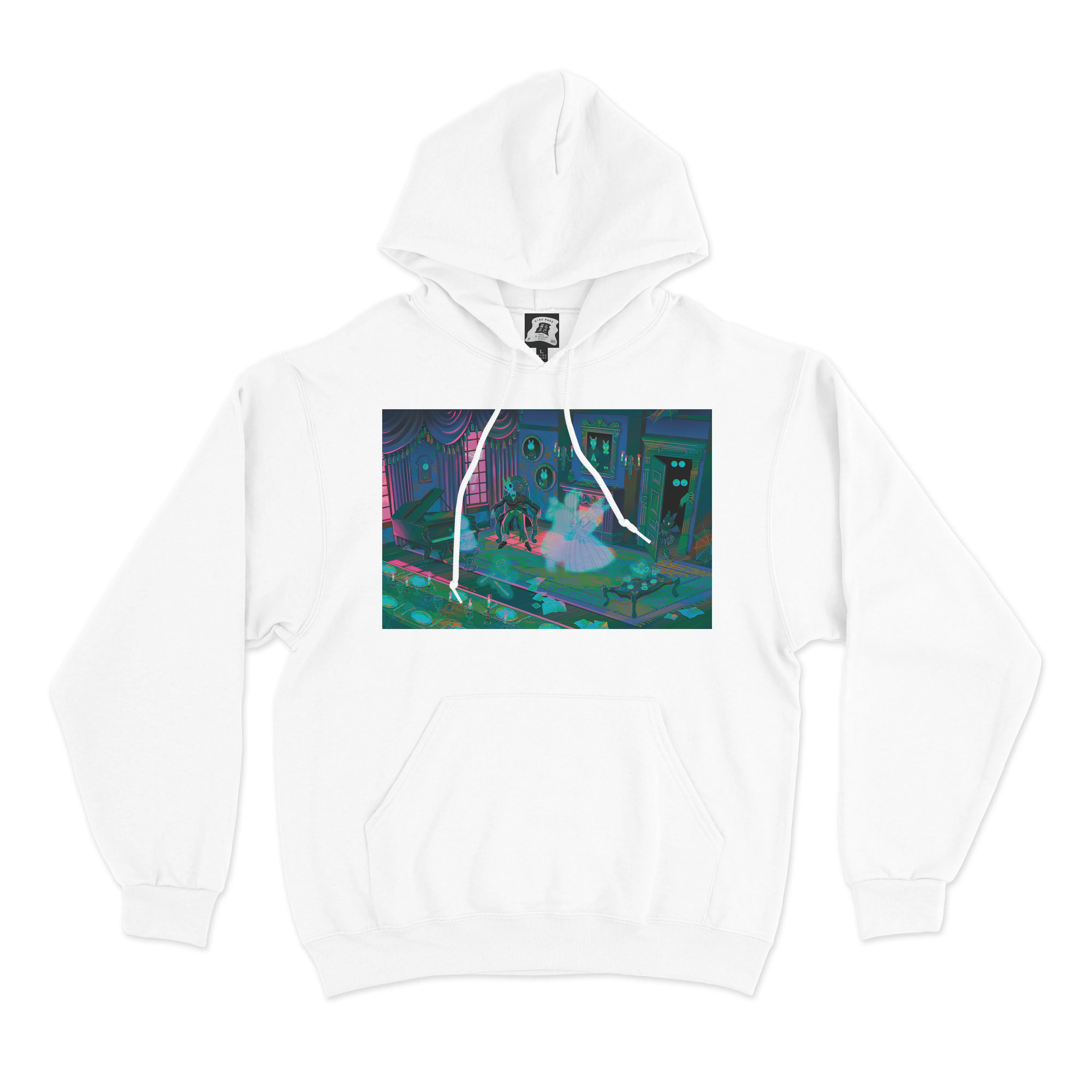 "Haunted House" Basic Hoodie White/Black/Cobalt Blue