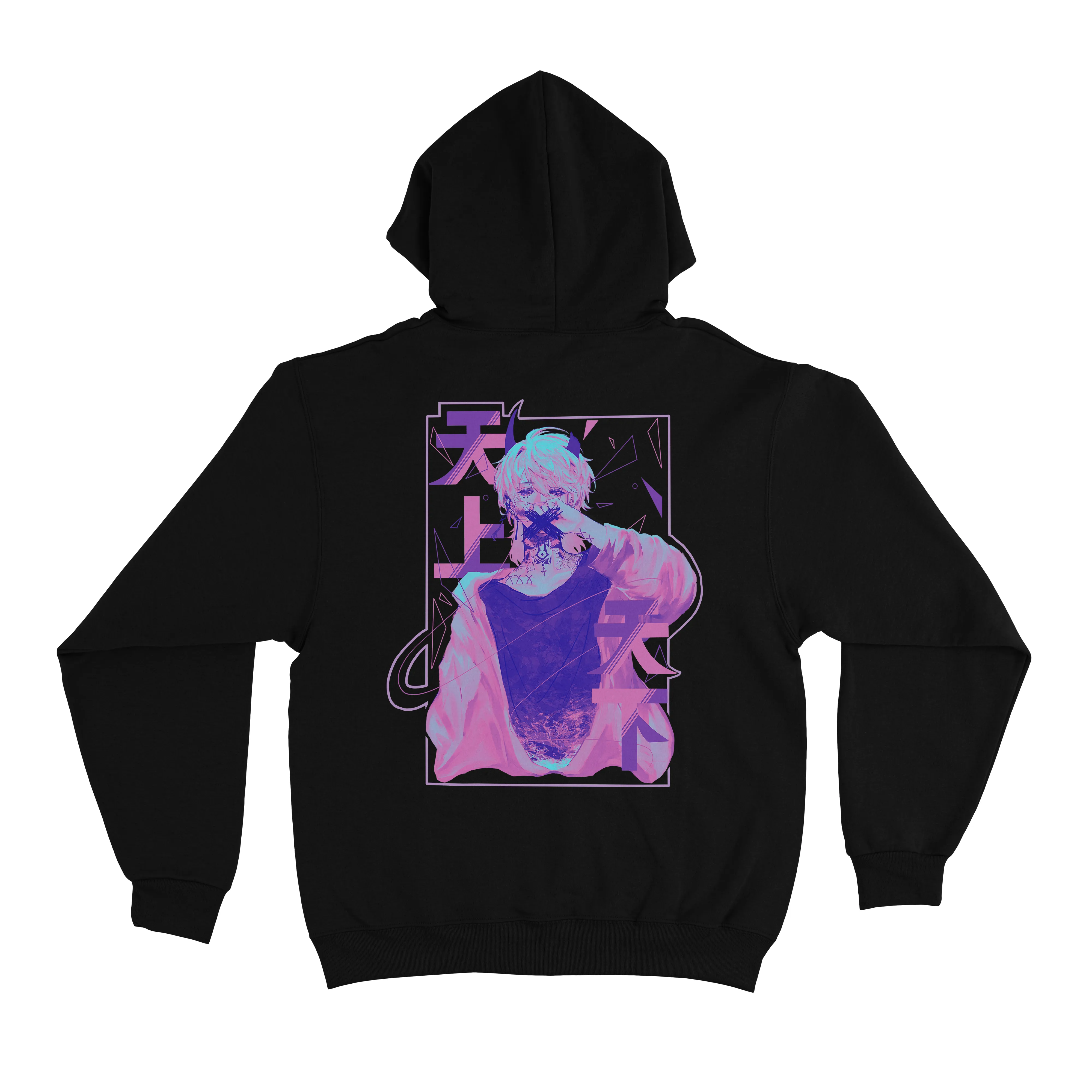 "Heaven and Earth" Basic Hoodie Black/White