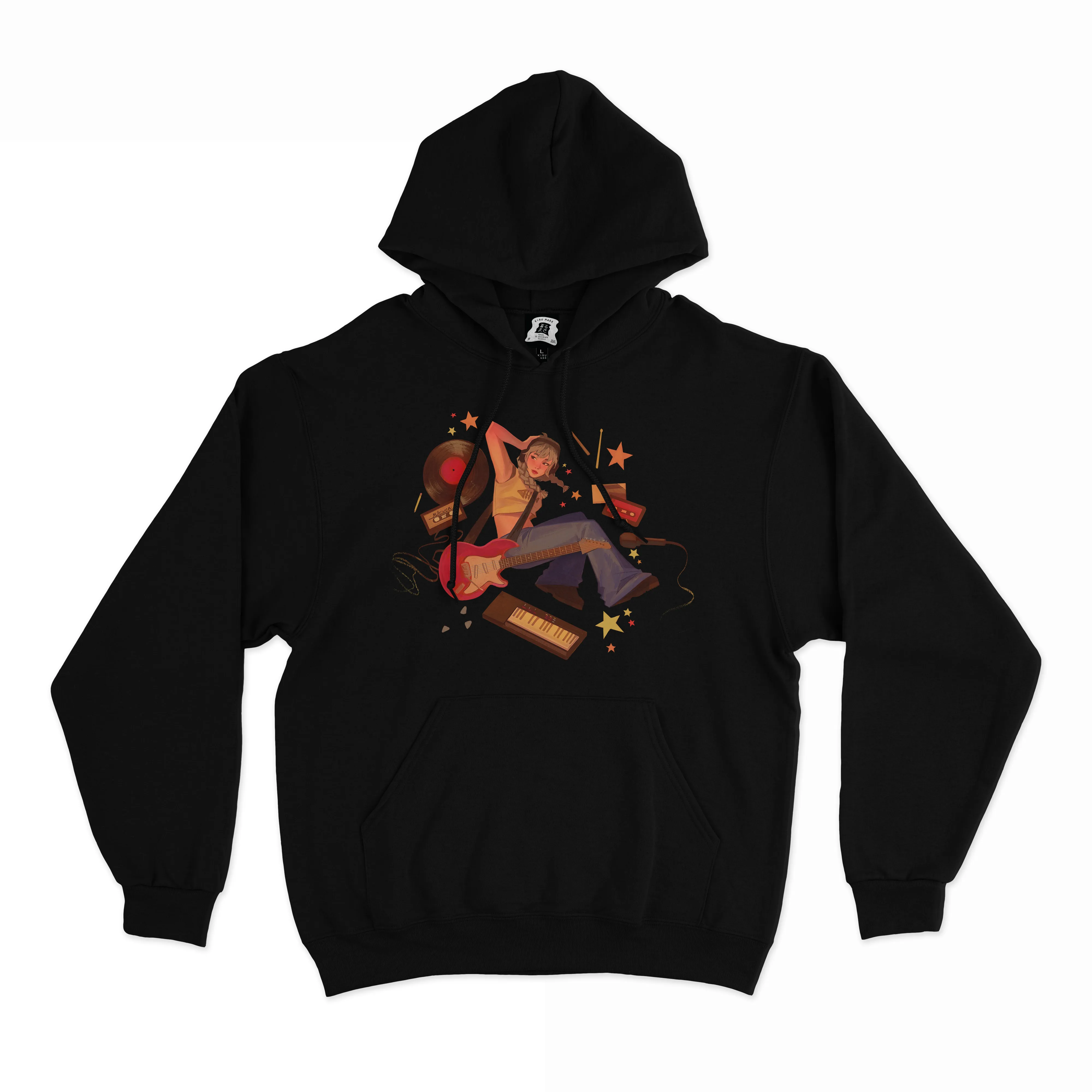 "Jam Session" Basic Hoodie Black
