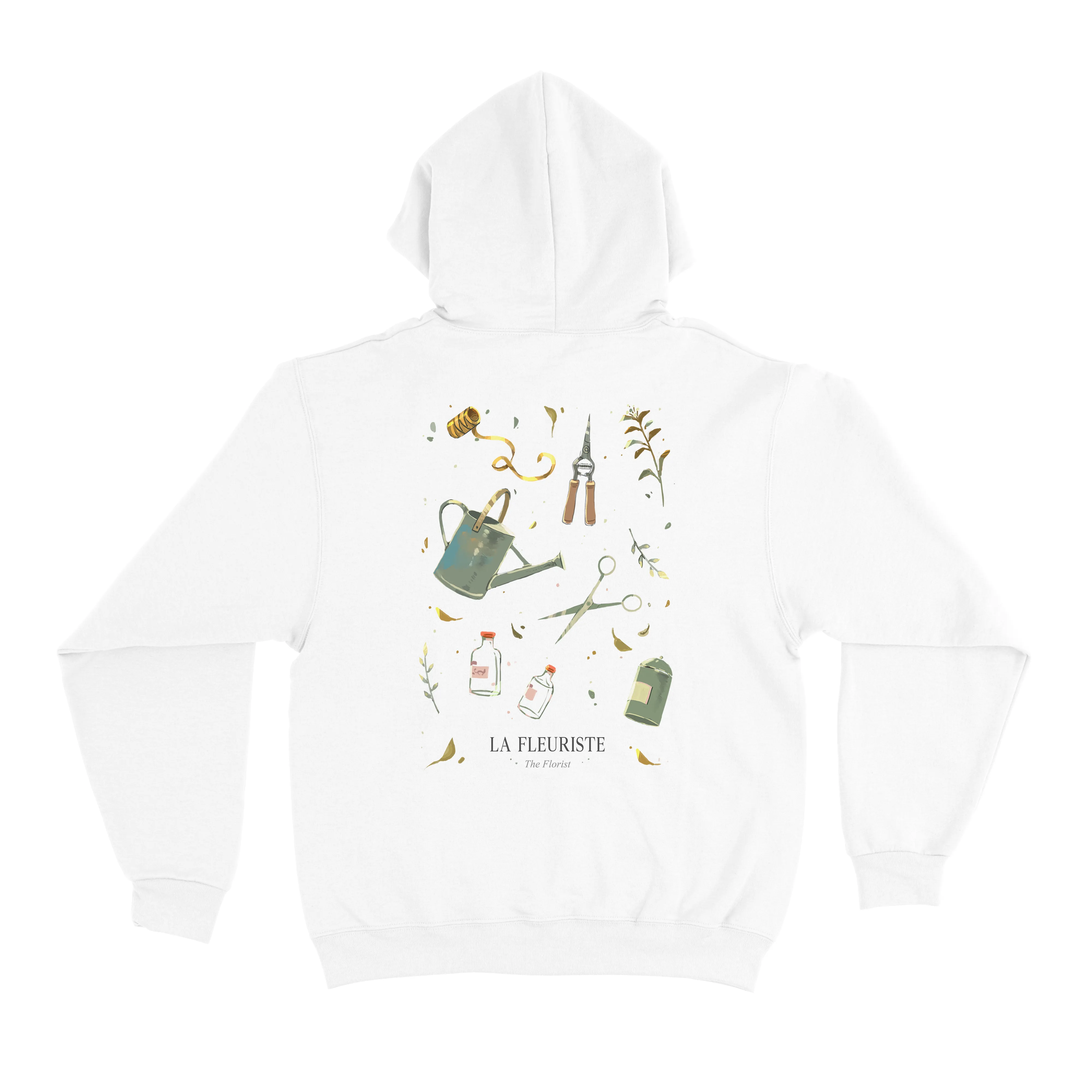 "La Fleuriste" Basic Hoodie White/Black