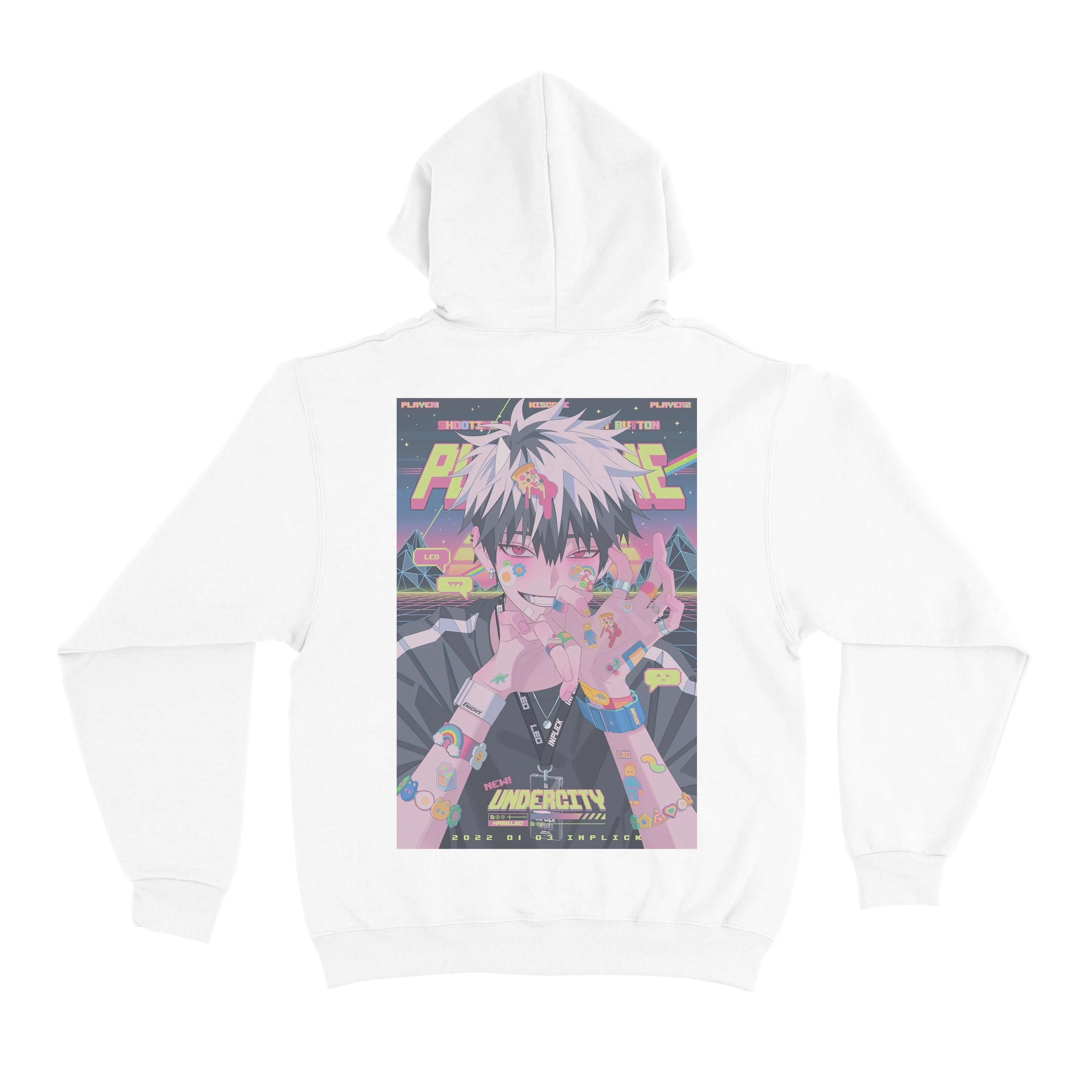 "Leo" Basic Hoodie White/Black