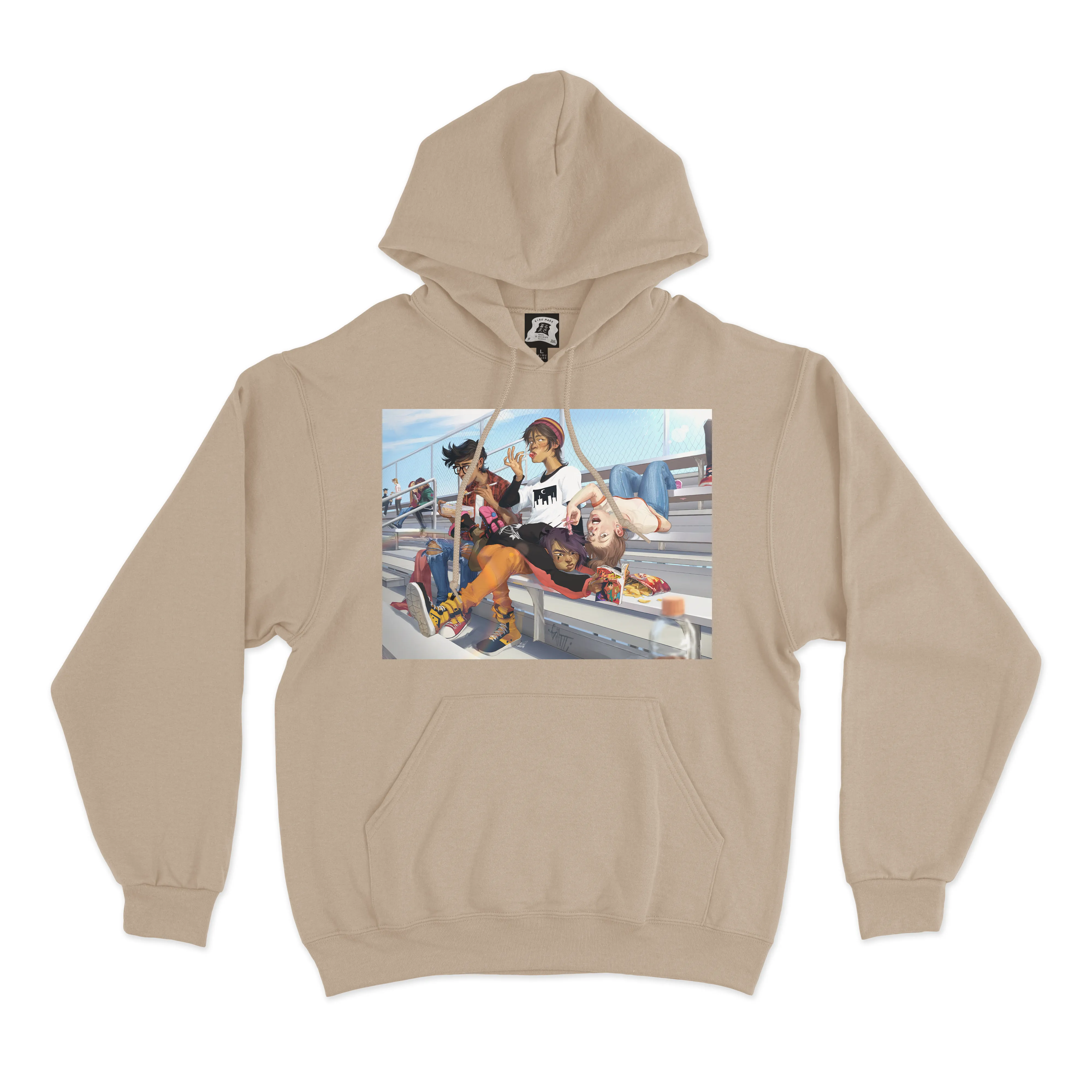 "Lunch Break" Basic Hoodie White/Beige