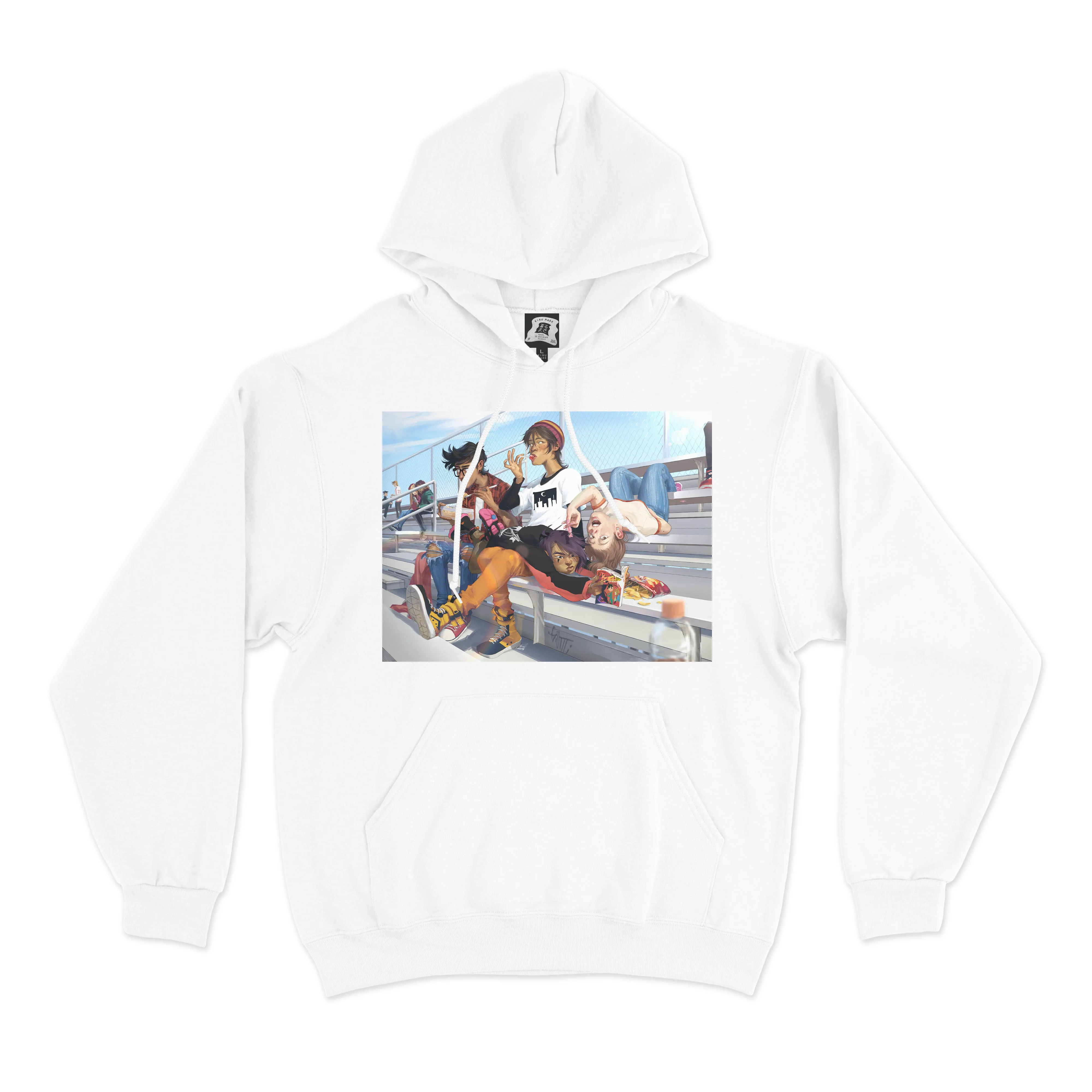 "Lunch Break" Basic Hoodie White/Beige