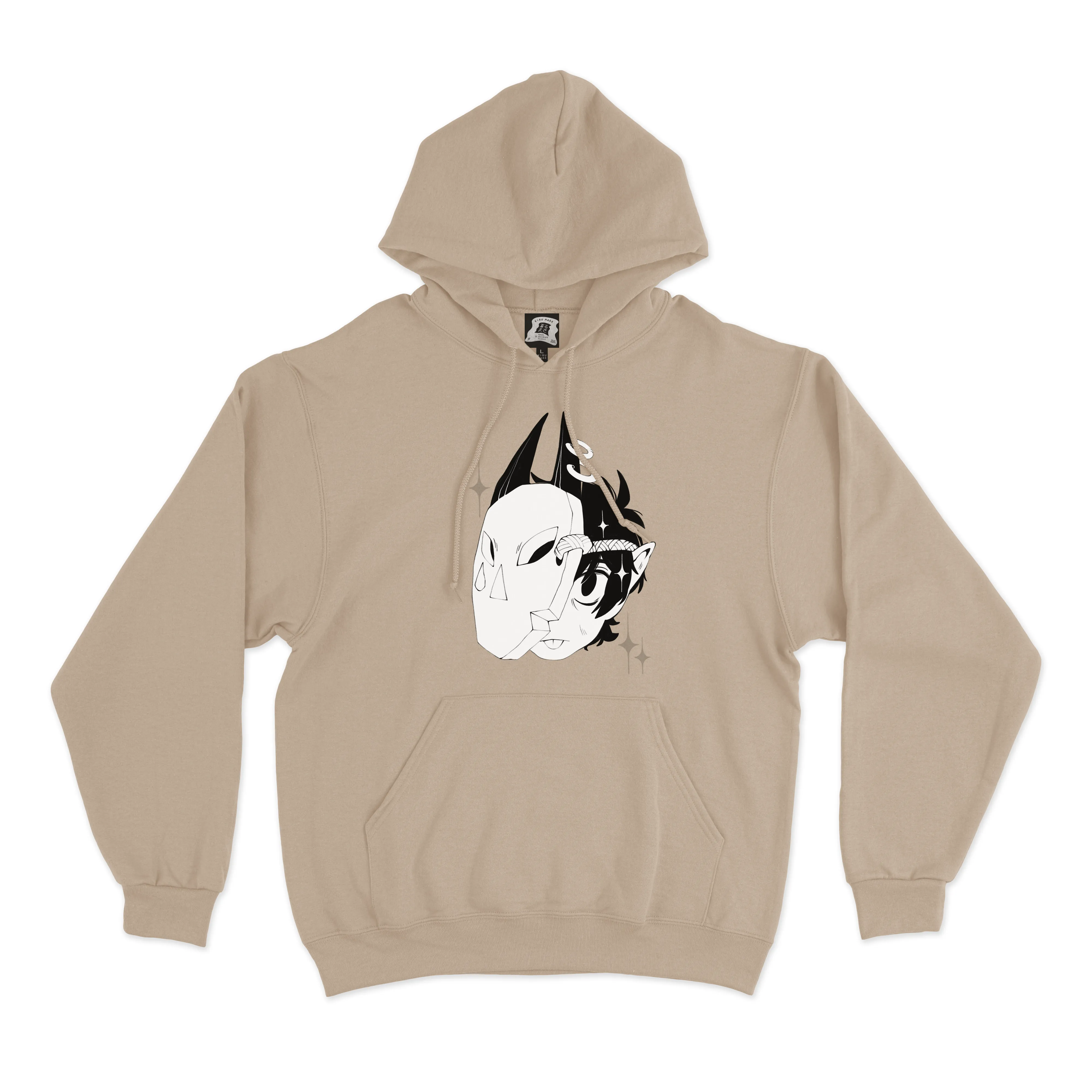 "Masked ghost" Basic Hoodie Pink/Beige