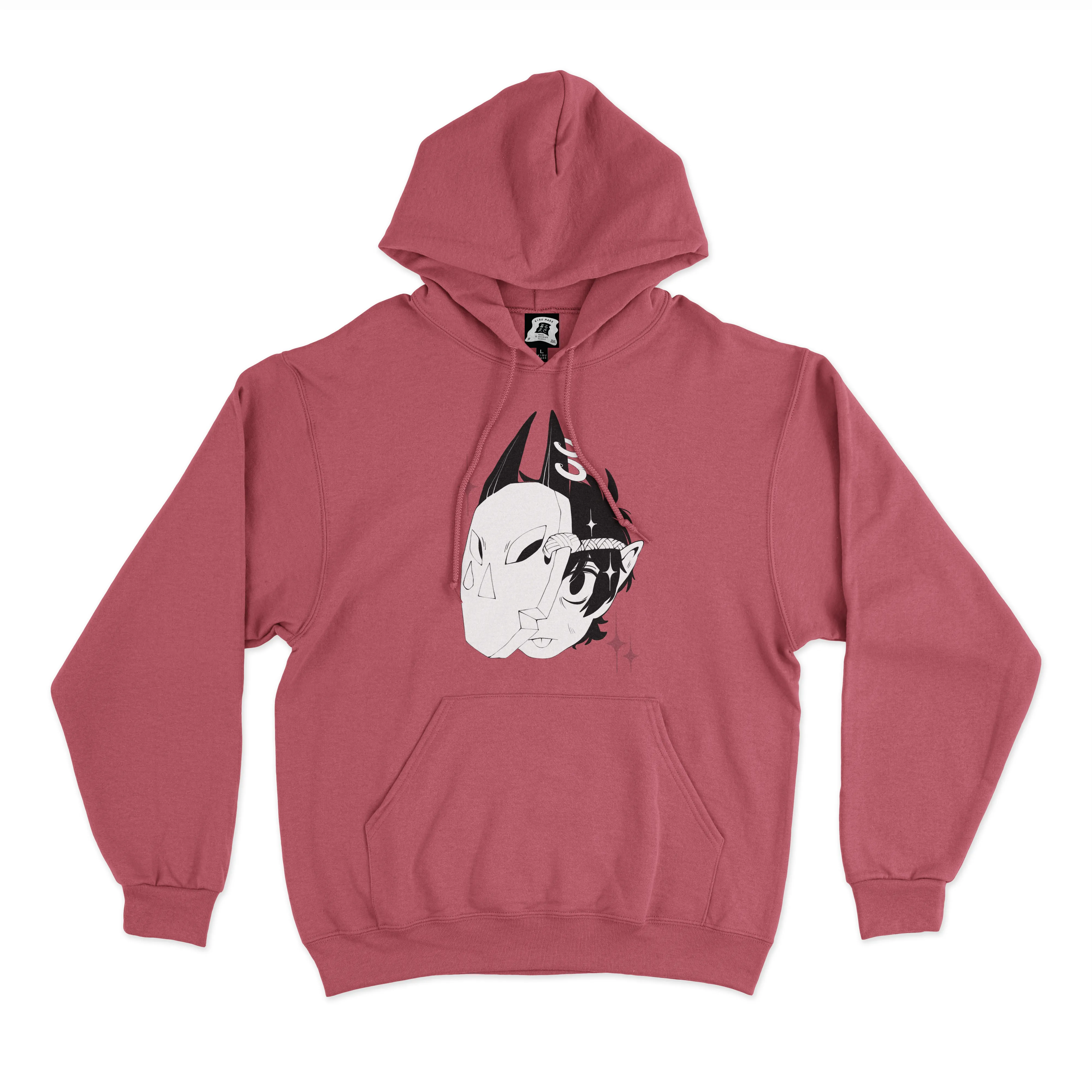 "Masked ghost" Basic Hoodie Pink/Beige