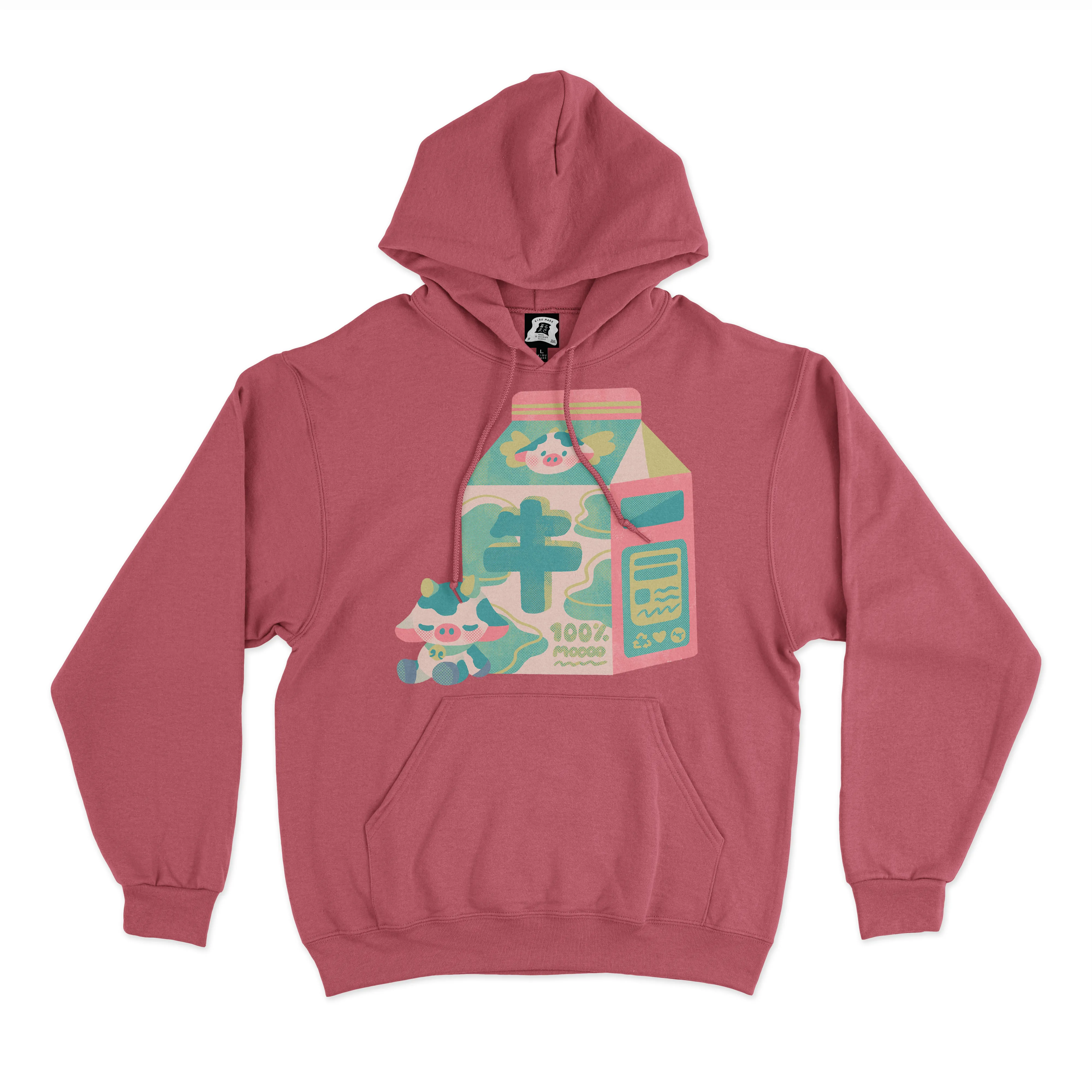 "Moomilk" Basic Hoodie Pink