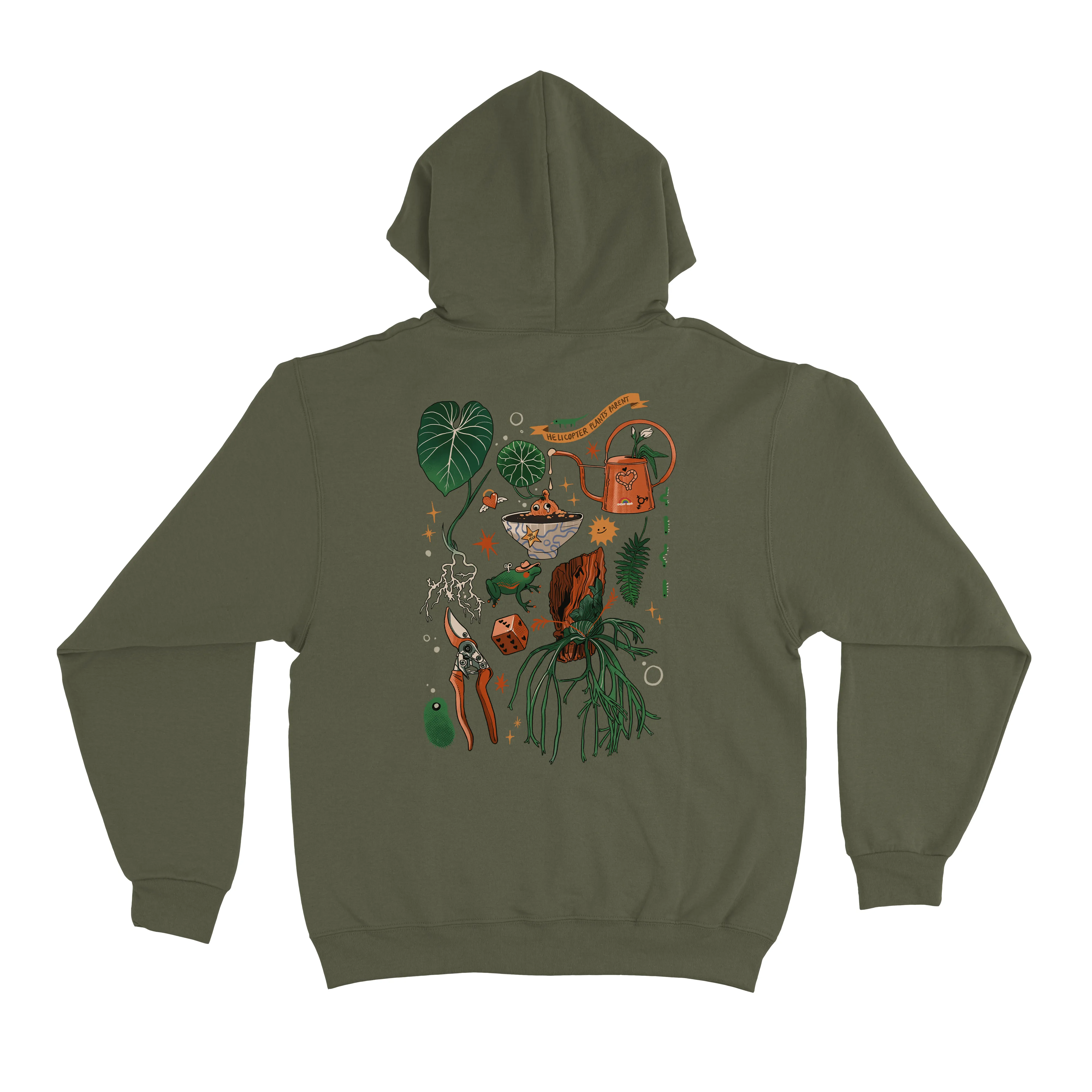 "Plants dad" Basic Hoodie Black/Green