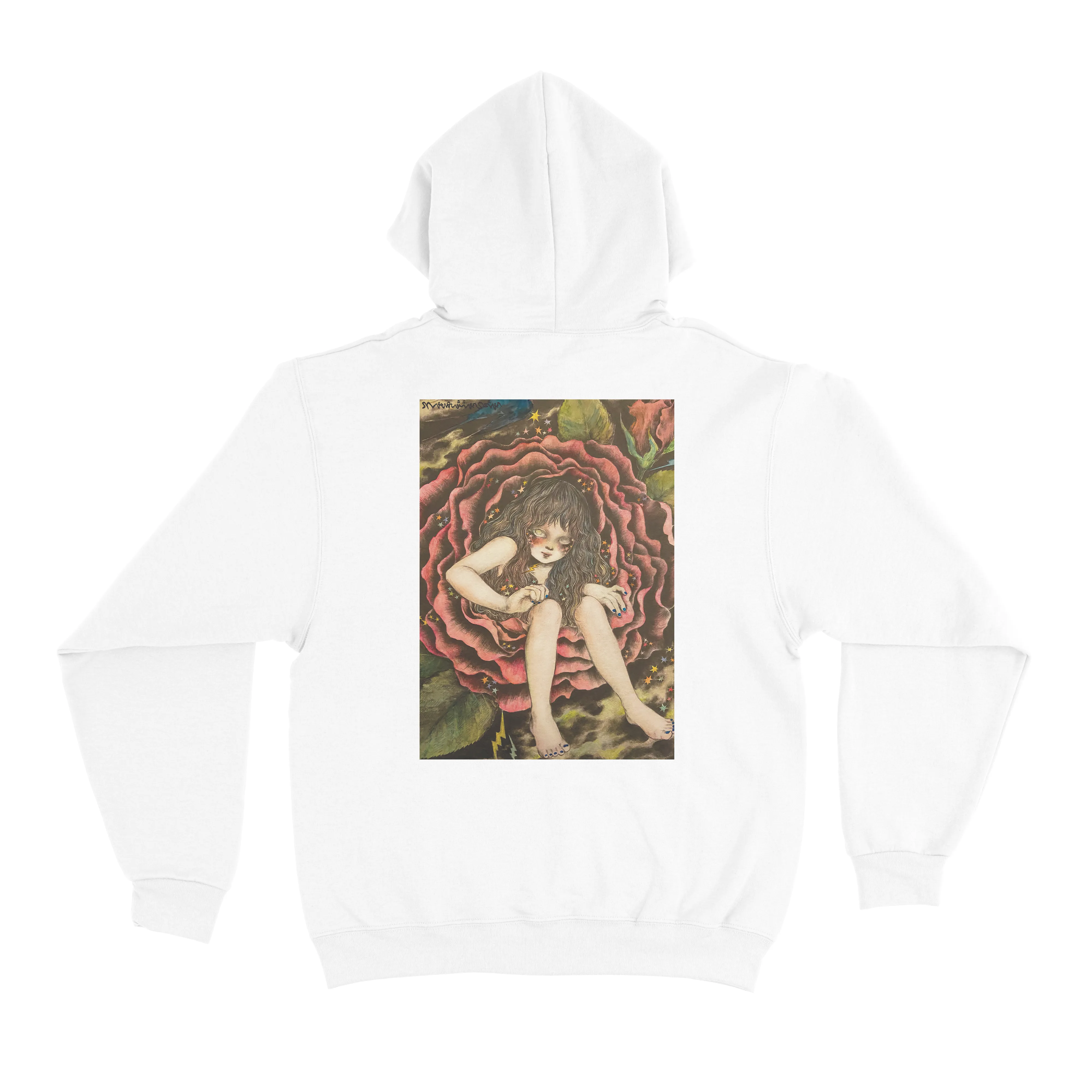 "チクッとしないよ" Basic Hoodie White/Pink