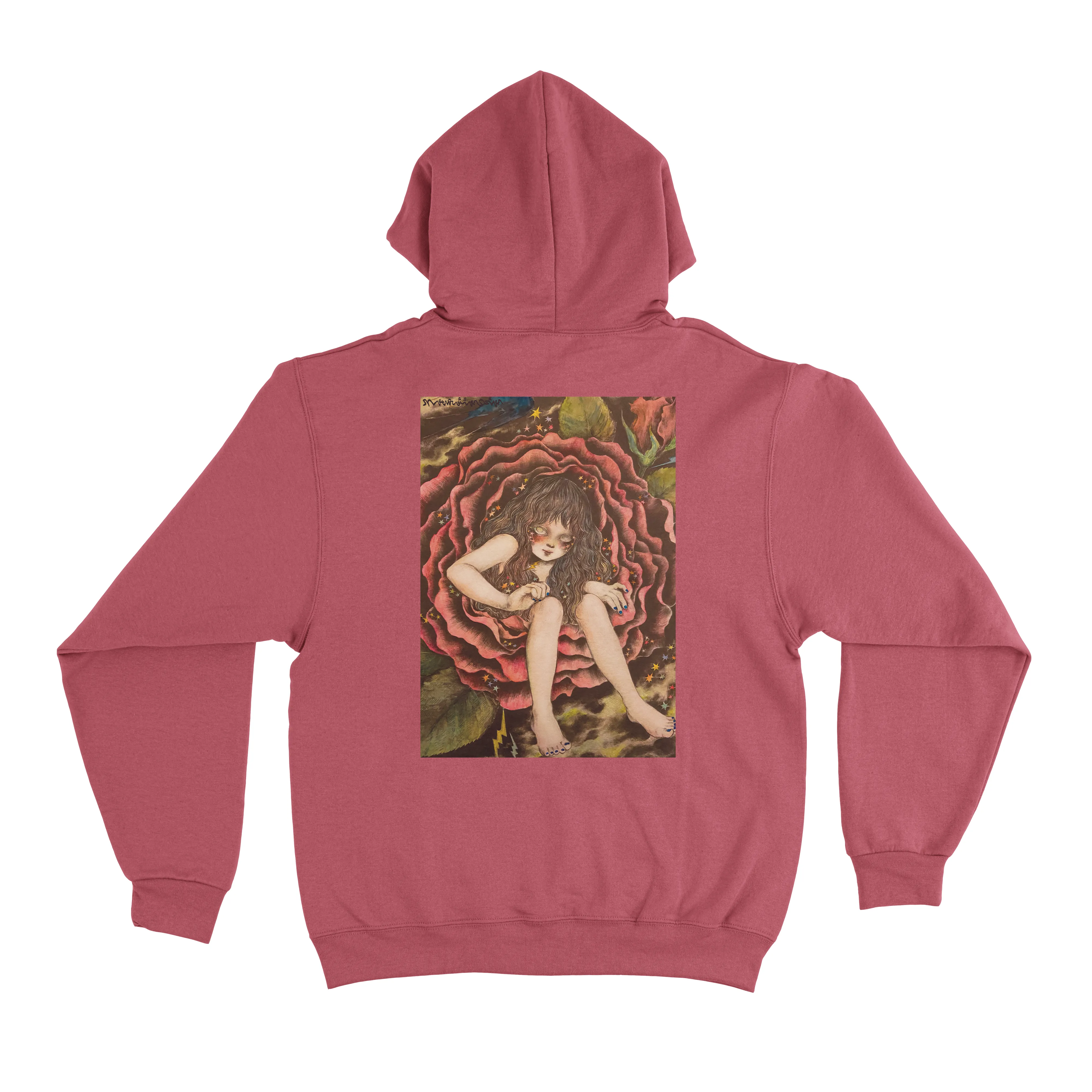 "チクッとしないよ" Basic Hoodie White/Pink
