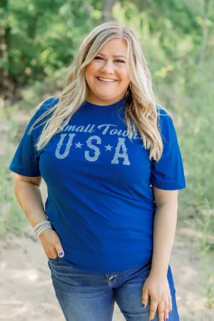 "Small Town USA" Graphic Tee- Soft Navy