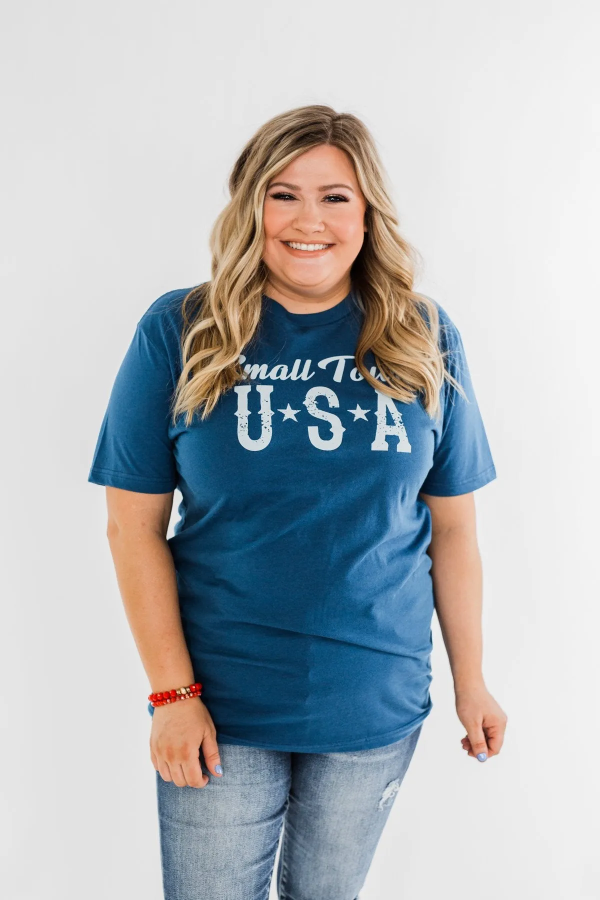 "Small Town USA" Graphic Tee- Soft Navy