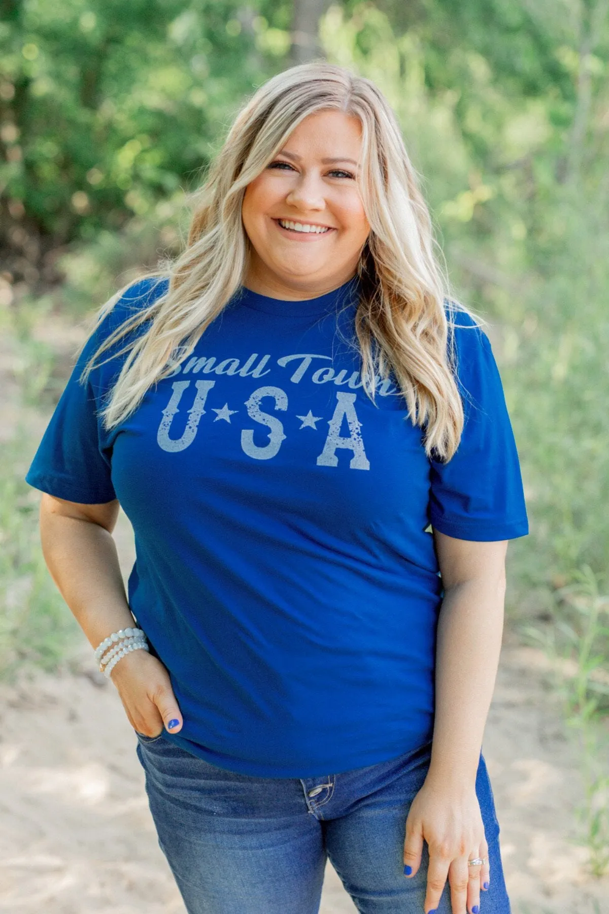 "Small Town USA" Graphic Tee- Soft Navy