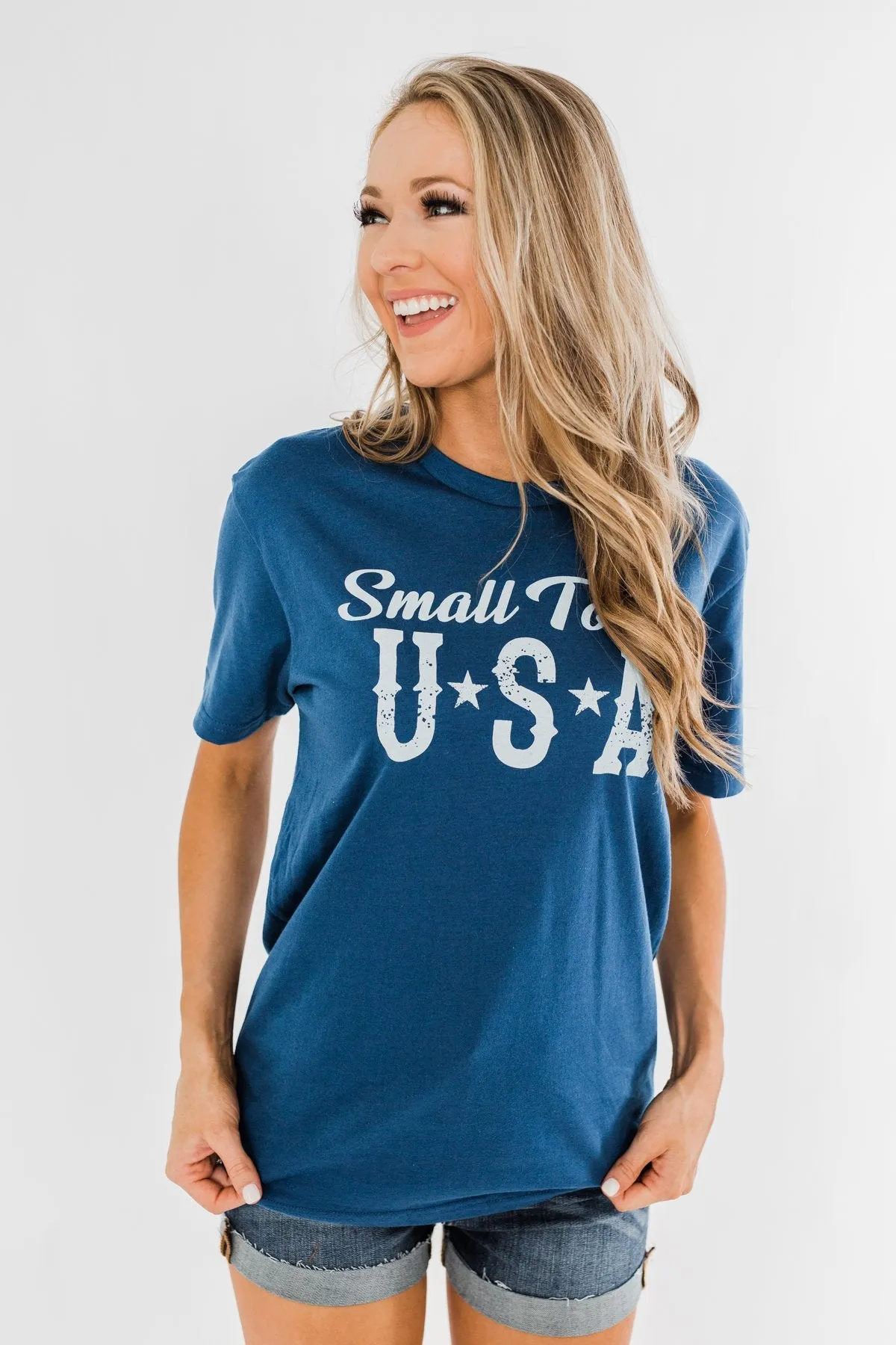 "Small Town USA" Graphic Tee- Soft Navy